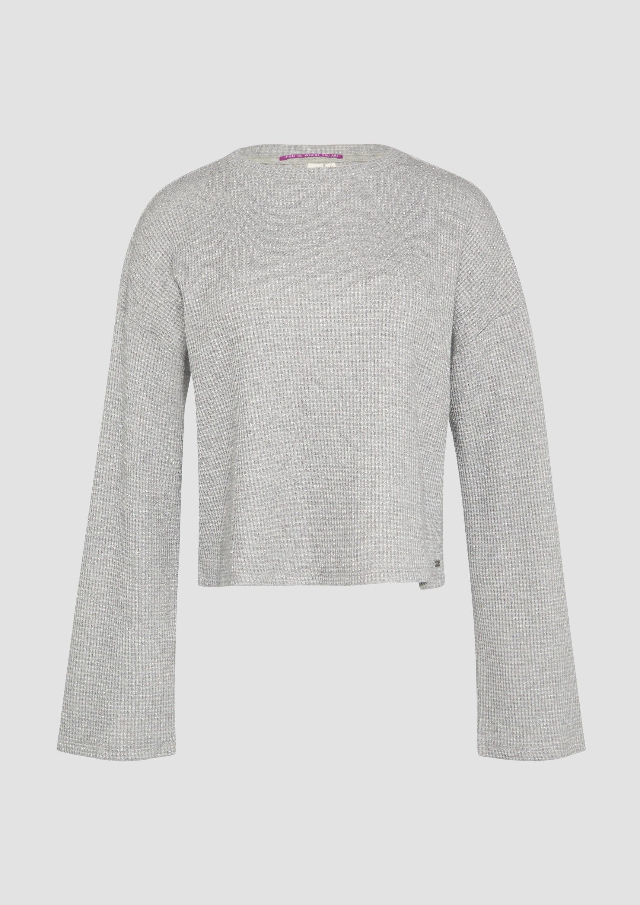 QS Sweatshirt Sweatshirt Sweatshirt mit Piquéestruktur und Glitzereffekt