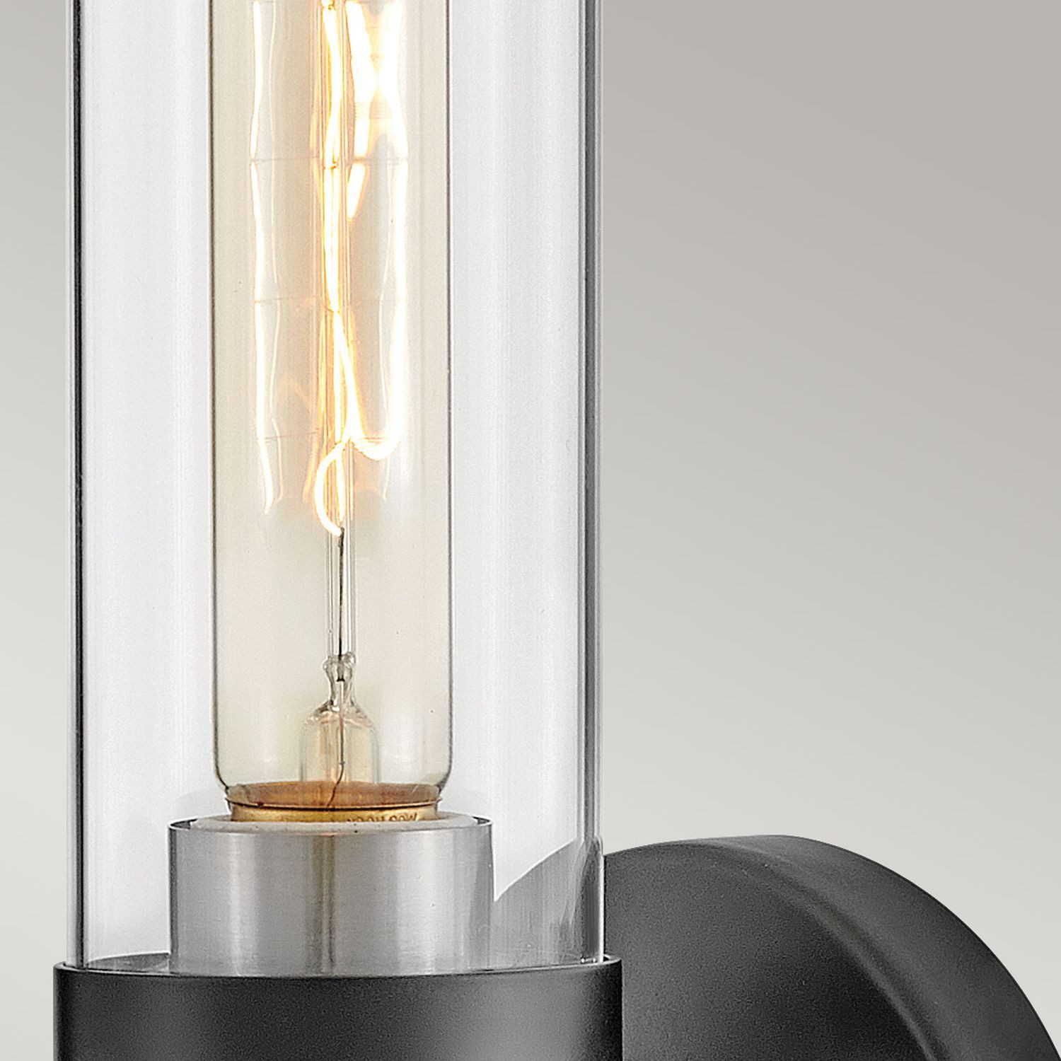 Licht-Erlebnisse Wandleuchte GRETA, ohne Leuchtmittel, Glas Metall E27 IP44 H: 34,6 cm Schwarz Nickel gebürstet Modern