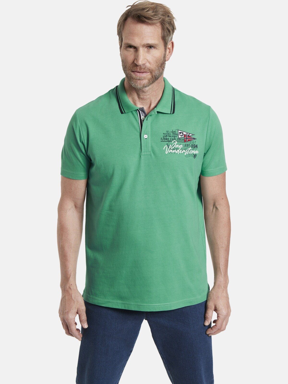 Jan Vanderstorm Poloshirt WIAR stylischem Druck mit 3D