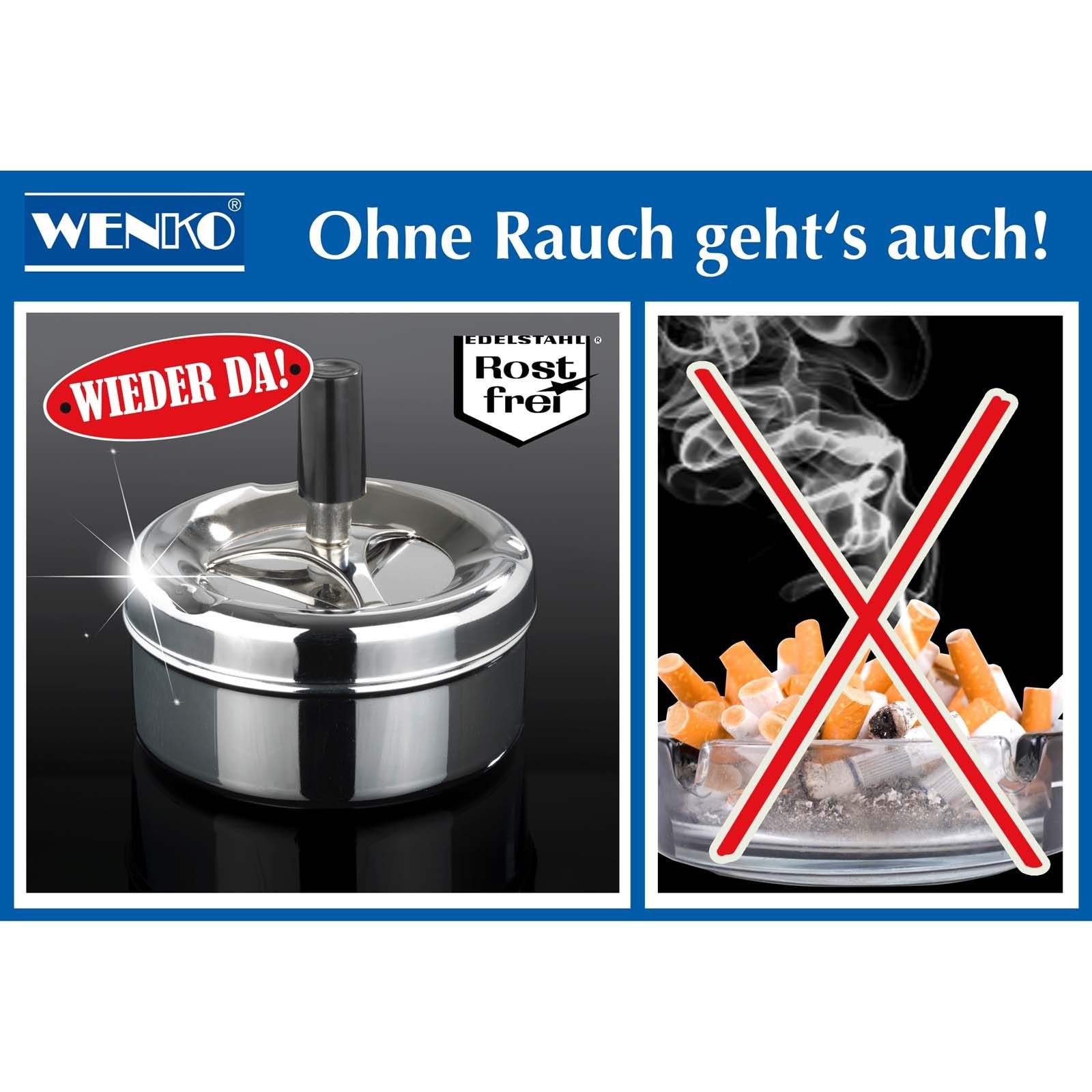 WENKO Aschenbecher Drehaschenbecher Edelstahl Windaschenbecher Sturmaschenbecher, 9 x 5 cm