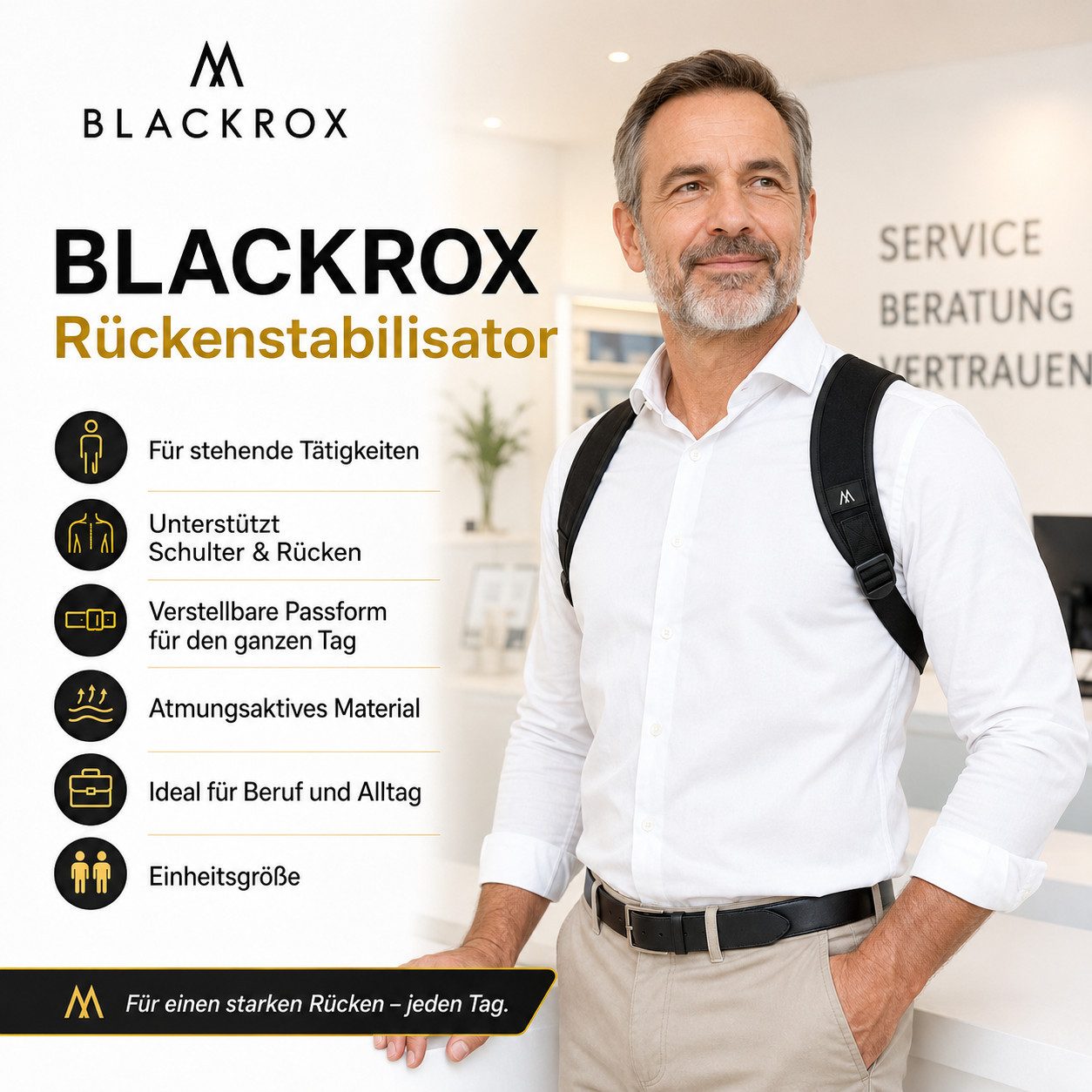 BLACKROX Rückenstabilisator [Vergleichssieger 2026] [Damen & Herren] [Rückenstütze]