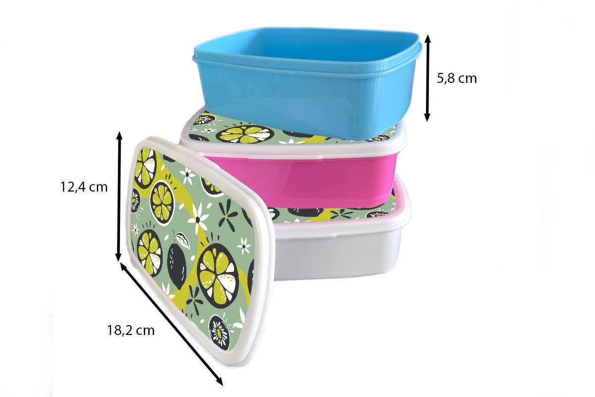 Kinder, Kunststoff, Brotdose MuchoWow rosa (2-tlg), für Erwachsene, - Mädchen, Sommer Blumen - Lunchbox Snackbox, Kunststoff Brotbox Obst,