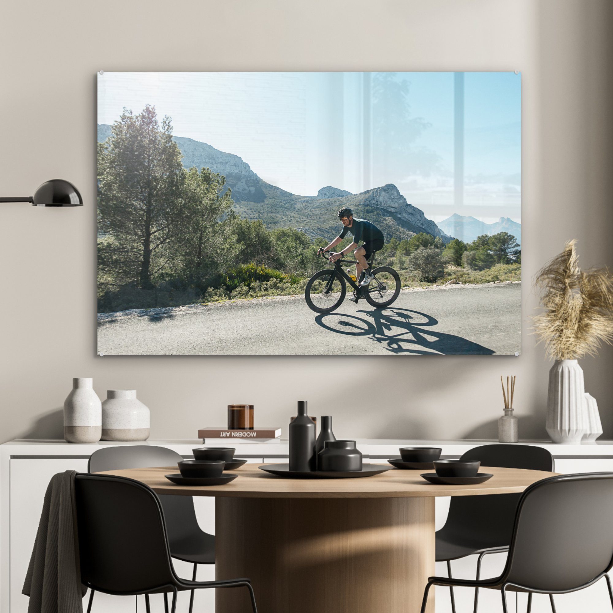 & (1 Schlafzimmer St), Fahrrad Acrylglasbilder - Acrylglasbild - Wohnzimmer Berge, MuchoWow Rennradfahren