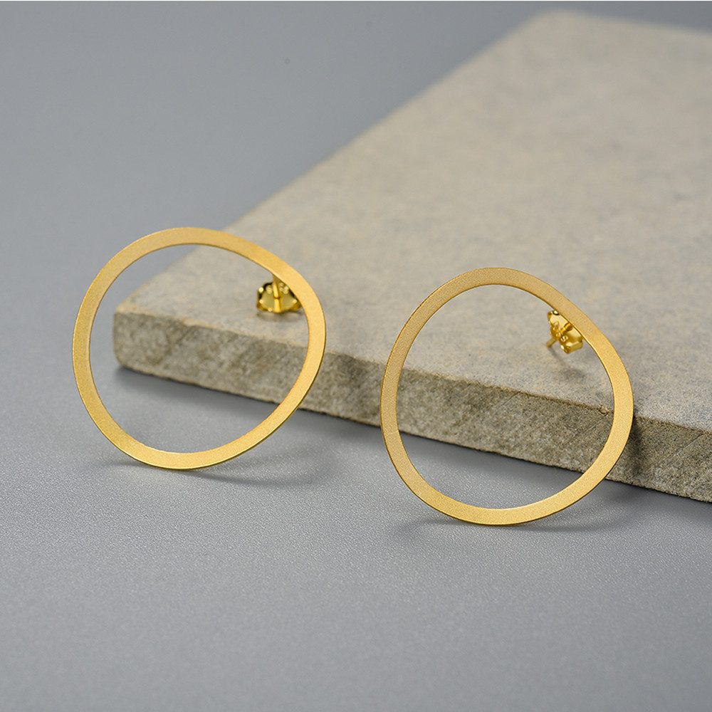 Runde Perlé Paar Ohrstecker großer Kreis Ohrstecker matt, handgefertigte ge günstig online kaufen