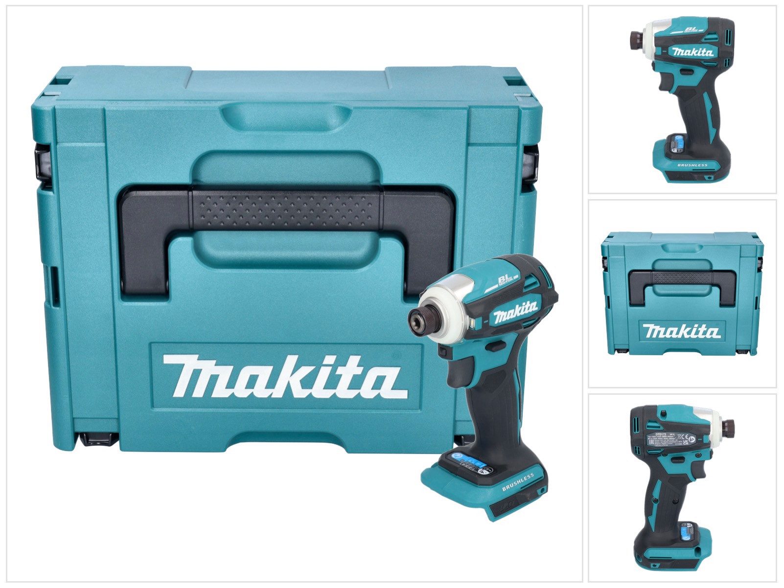 Makita Akku-Schlagschrauber DTD 172 ZJ Akku Schlagschrauber 18 V 180 Nm 1/4" Brushless + Makpac