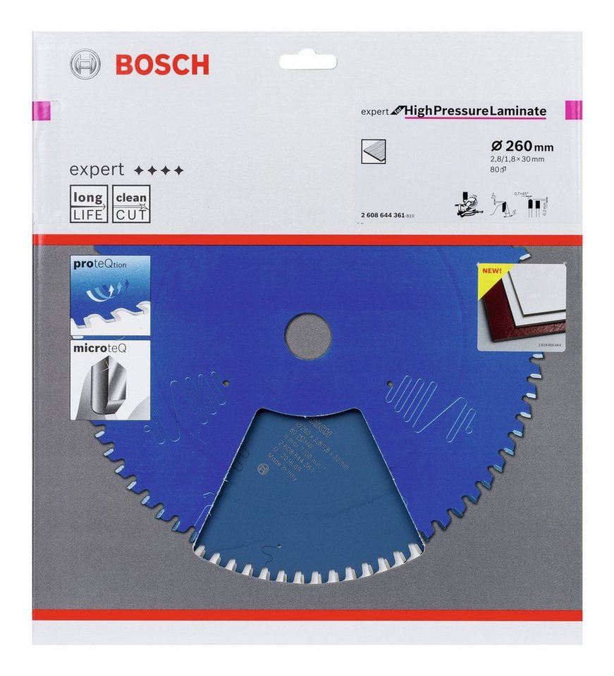 Thumbnail - BOSCH Kreissägeblatt Expert, For High Pressure Laminate, 260 x 30 x 2,8 mm, 80 Zähne