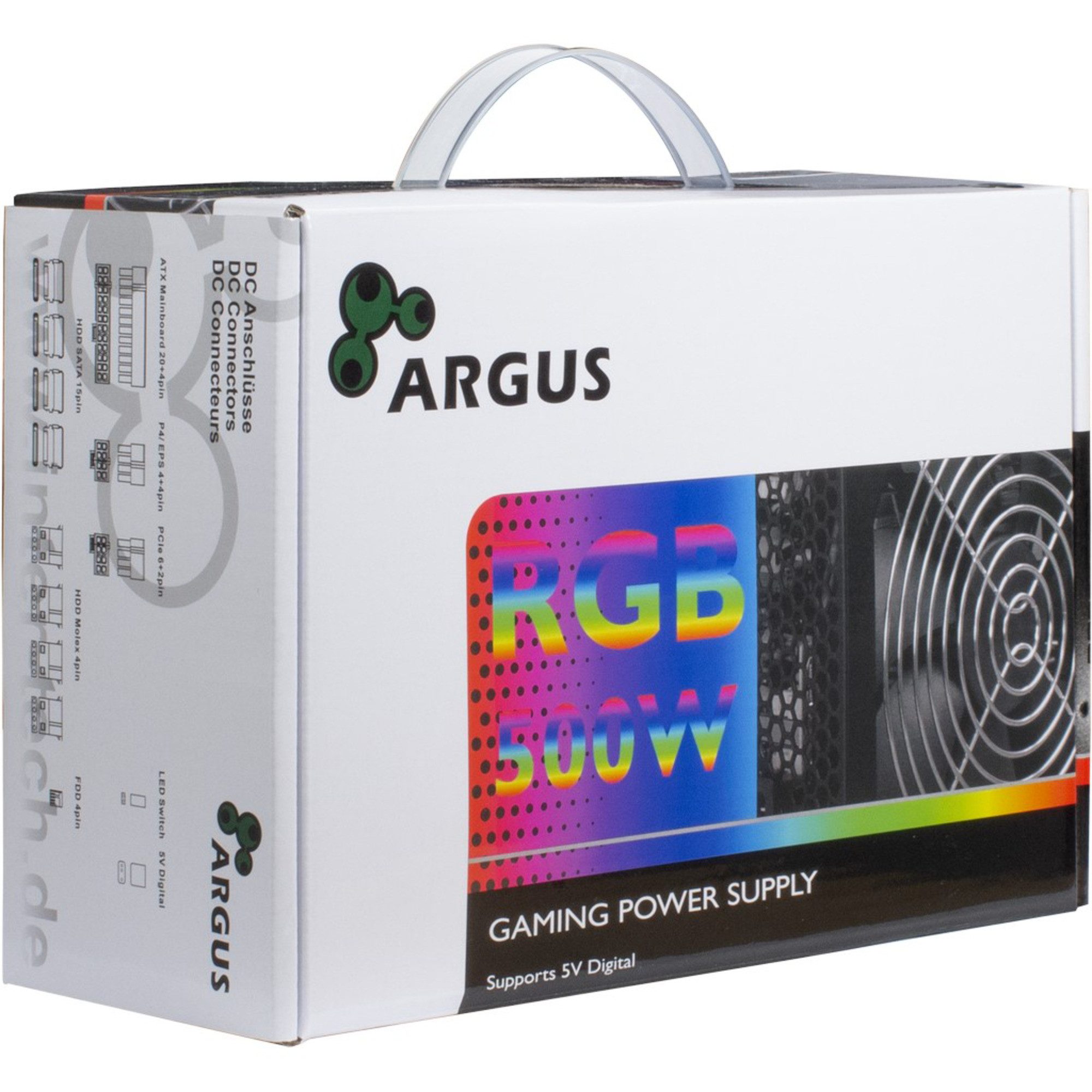 Inter-Tech Inter-Tech Argus RGB-500W II, PC-Netzteil, (1x PC-Netzteil (80 PLUS Bronze)