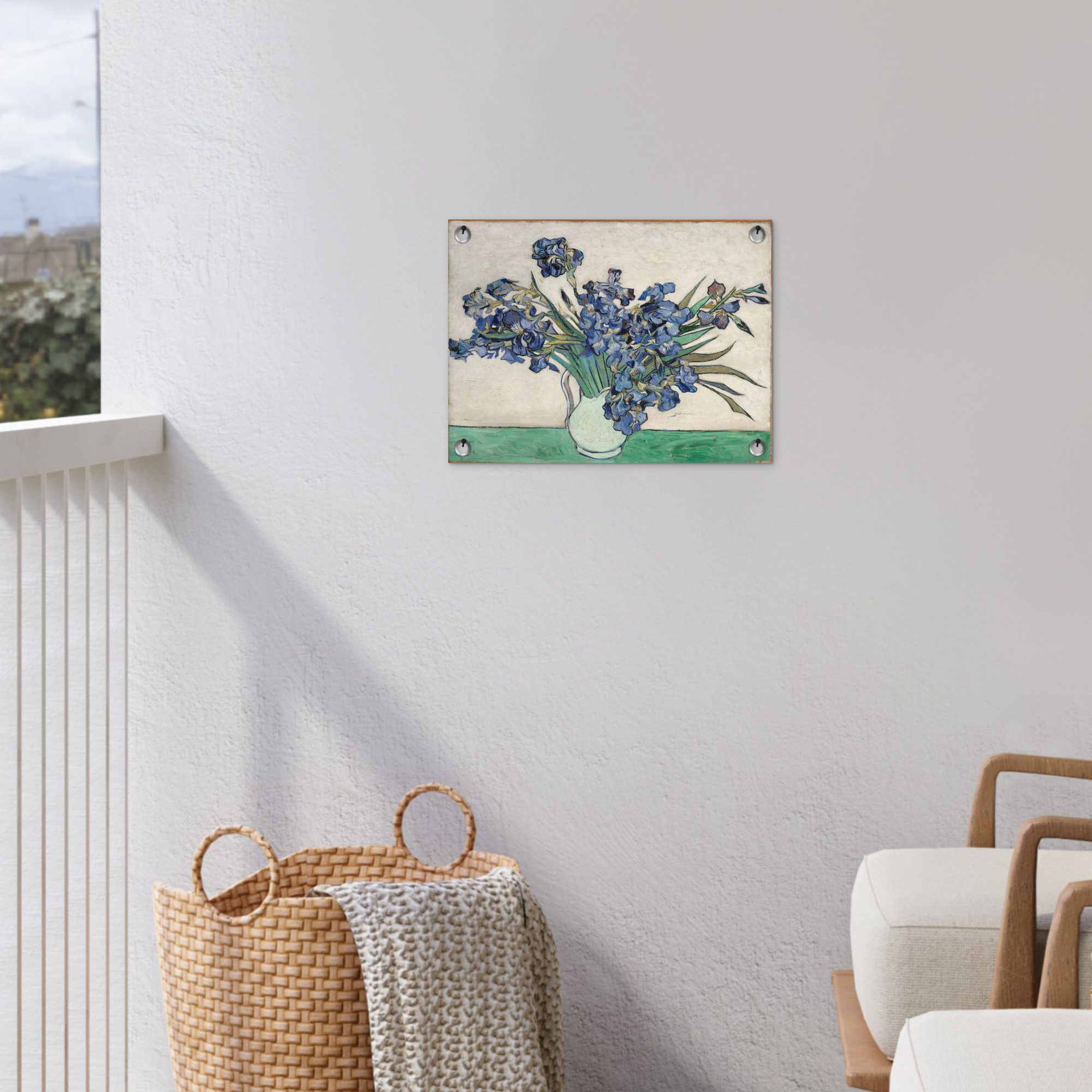 OnlyWow Poster für Garten Stilleben mit Schwertlilien - Vincent van Gogh, Gartenposter, Outdoor Bilder, Gartendekoration Bild, 40x30 cm