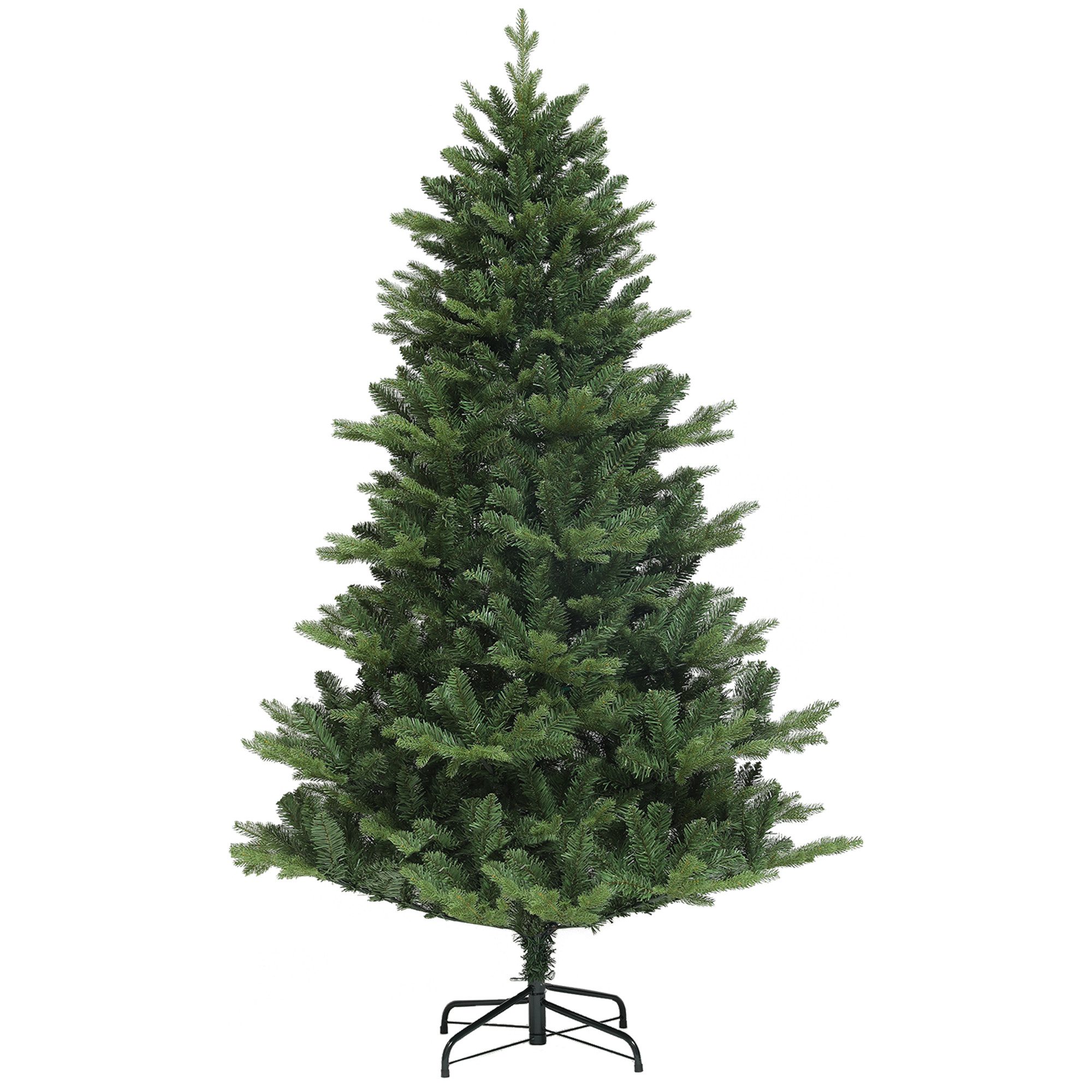 HOMCOM Künstlicher Weihnachtsbaum Christbaum mit 818 Spitzen, Schnellaufbau Klappsystem, Stahlständer, Künstlicher Baum, für Weihnachten Deko, Indoor, Grün