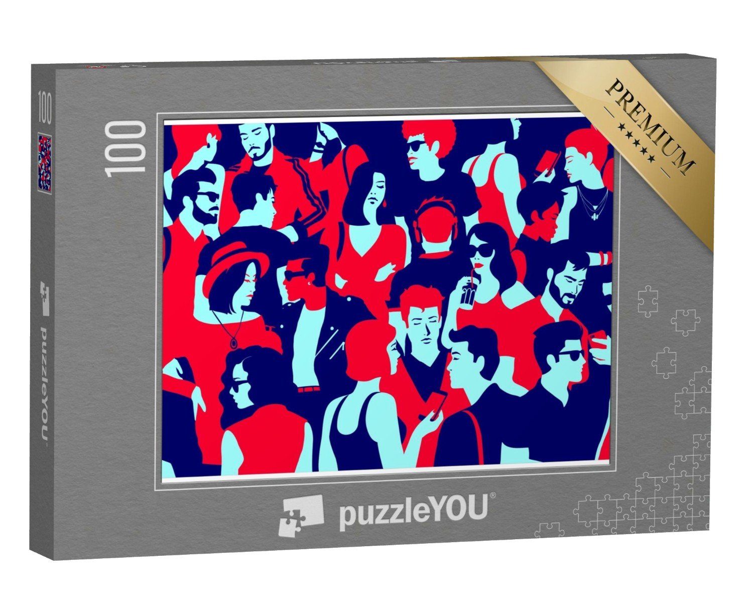 puzzleYOU Puzzle Stilisierte Silhouette einer Menschenmenge, 100 Puzzleteile, puzzleYOU-Kollektionen