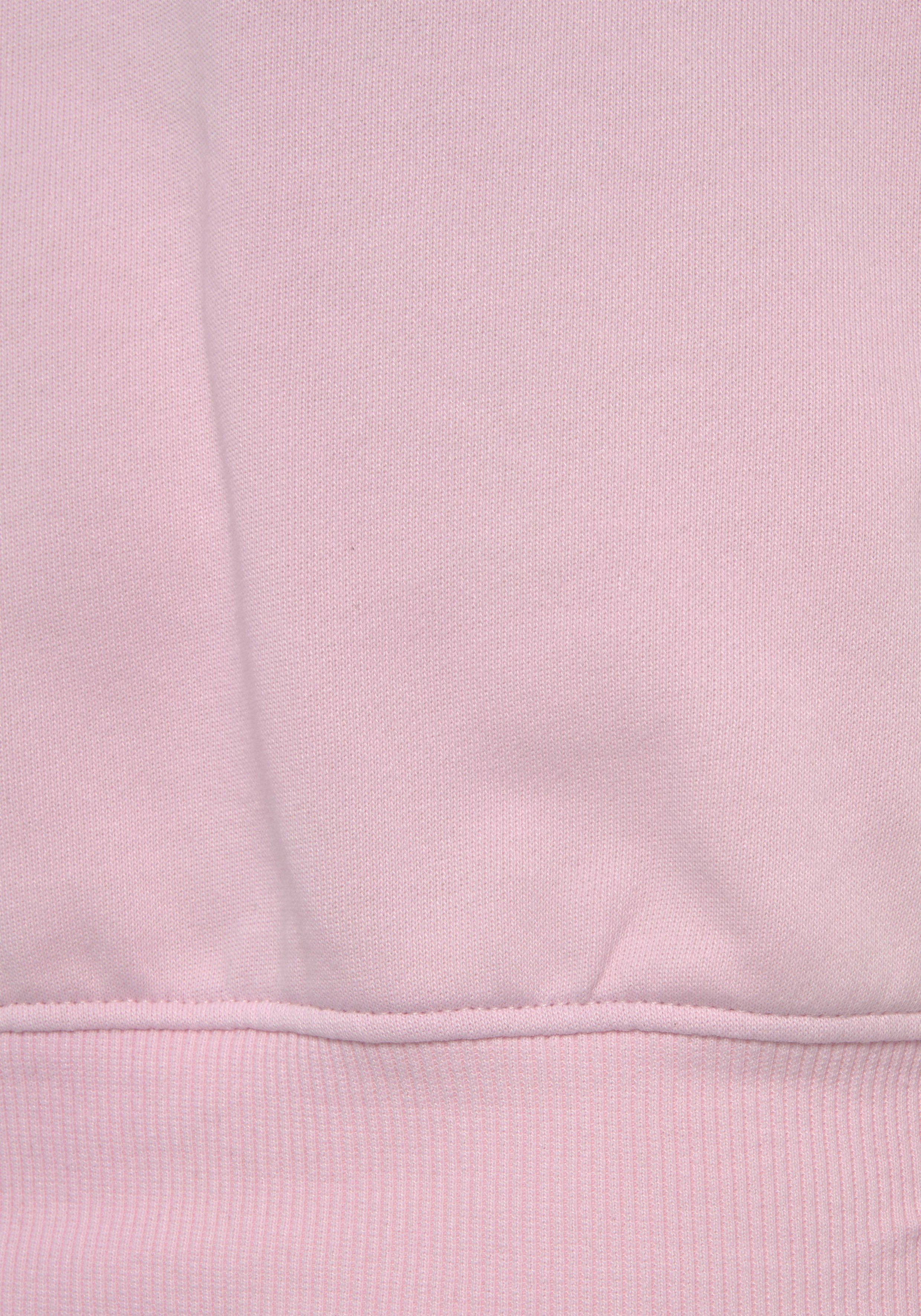 Buffalo Loungeanzug rosa -Kapuzensweatshirt Rippbündchen, Rückenprint mit und Hoodie