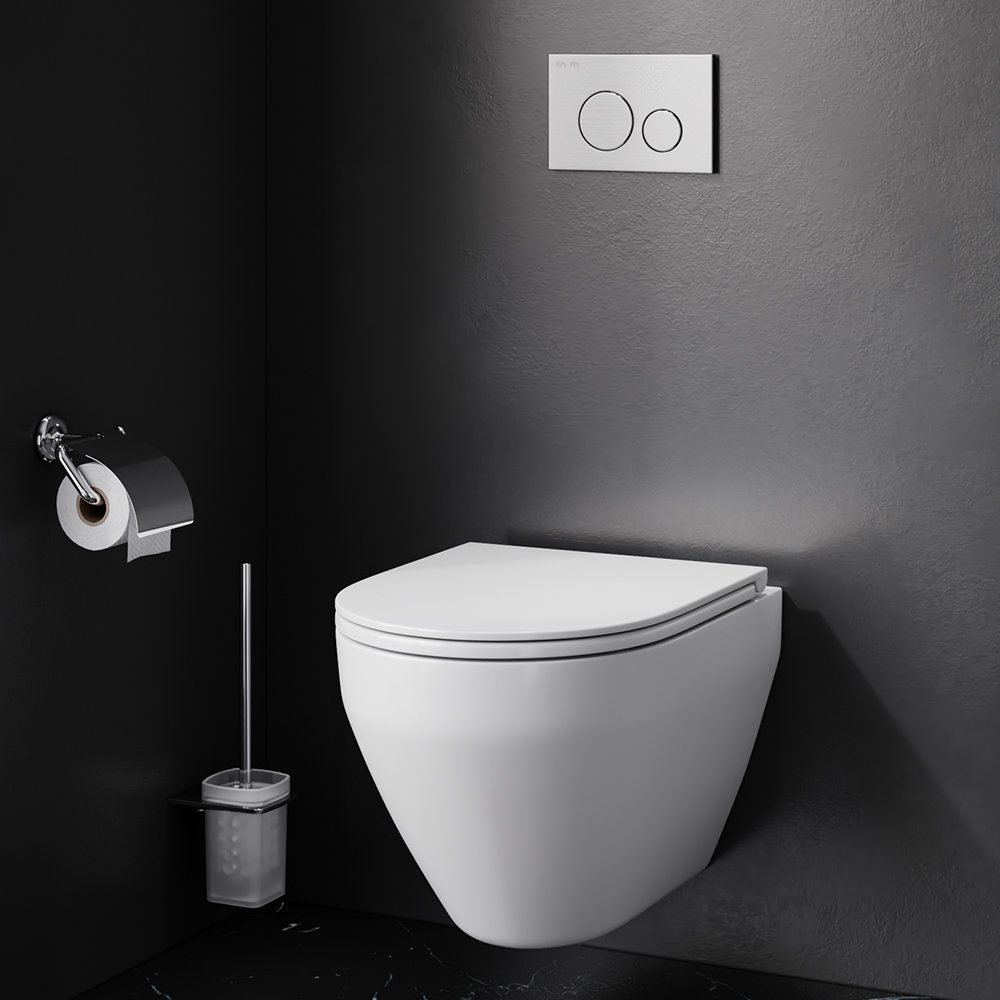 AM.PM Tiefspül-WC Spirit V2.0 Hänge WC Keramik, Spülrandloses WC,Tiefspüler, wandhängend, Abgang waagerecht, Schnellverschluss-Sitz mit Soft-Close-Funktion, Flash Clean
