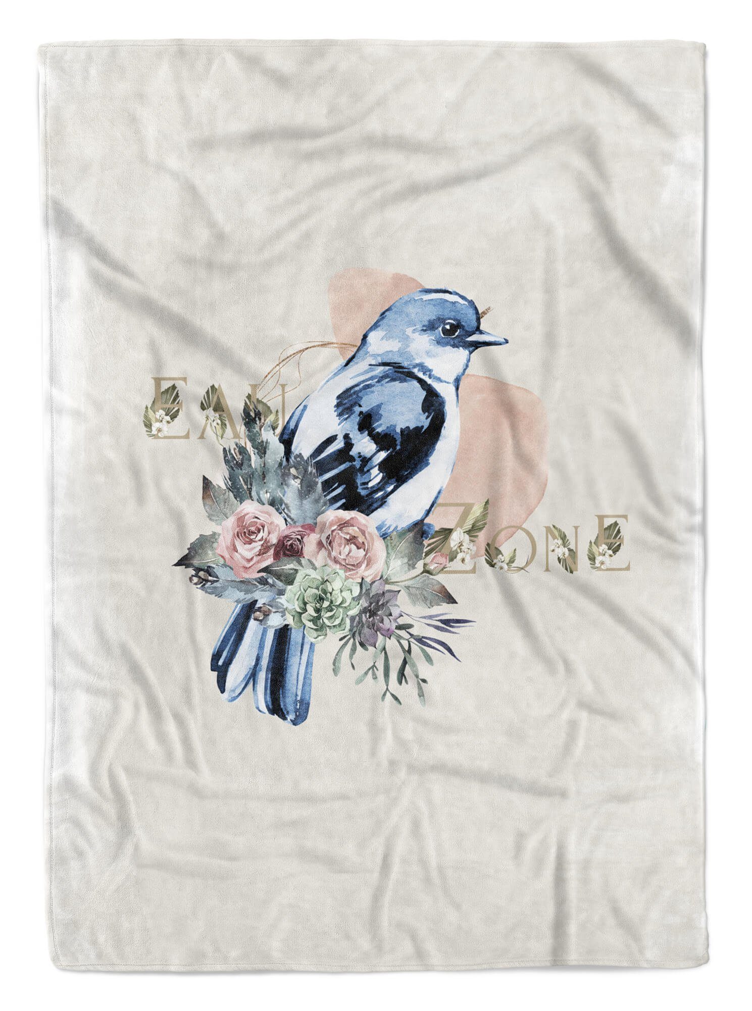 Sinus Art Handtücher Handtuch Strandhandtuch Saunatuch Kuscheldecke Sperling kleiner Vogel Blumen Blüten Kunstvoll D, Baumwolle-Polyester-Mix (1-St), Handtuch
