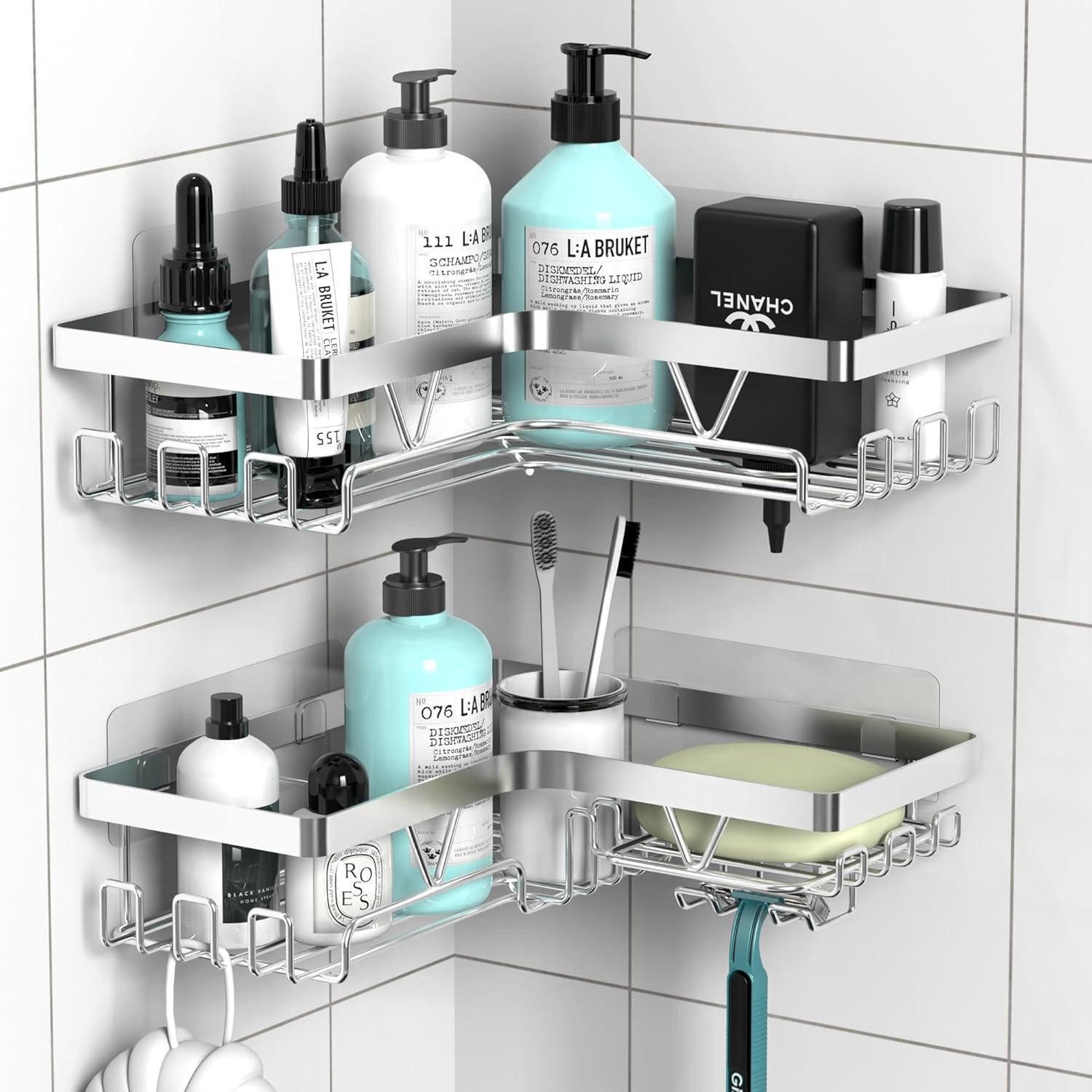 LuxusKollektion Duschablage Duschablage Ecke Edelstahl ohne Bohren Badezimmer Organizer