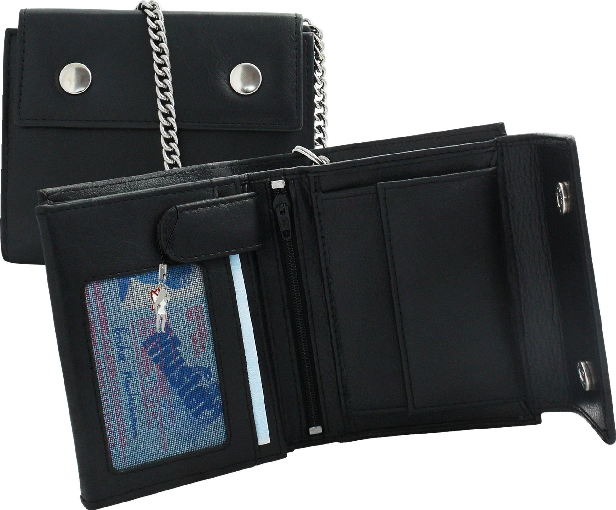 DrachenLeder Geldbörse DrachenLeder Brieftasche Portemonnaie (Portemonnaie, Portemonnaie), Damen, Herren, Jugend Echtleder Geldbörse Größe ca. 12,5cm, schwarz