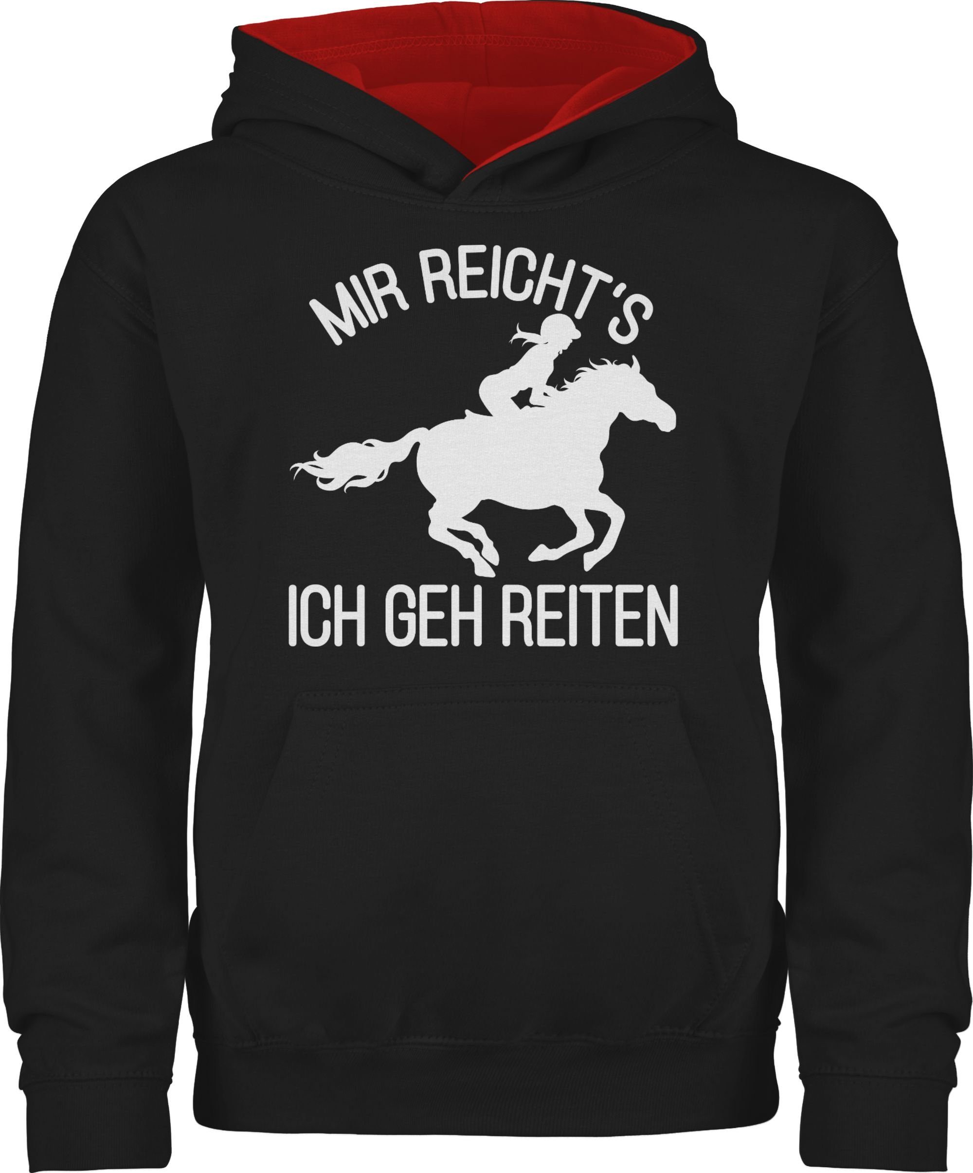 Shirtracer Hoodie Mir Schwarz/Rot Reiten Pferd 2 geh reicht's ich