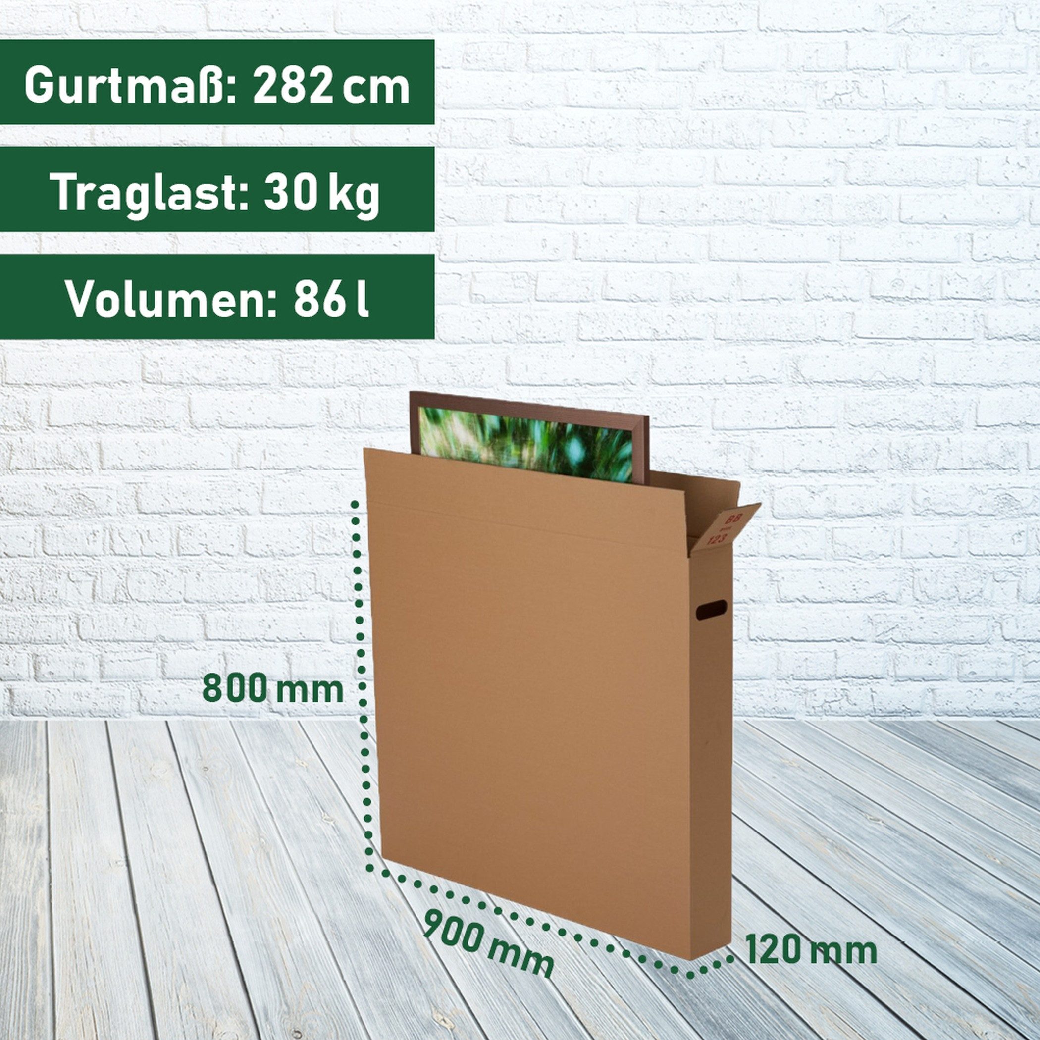 BB-Verpackungen Umzugskarton Bilderkarton, 2-wellig, 900 mm x 120 mm x 800 mm