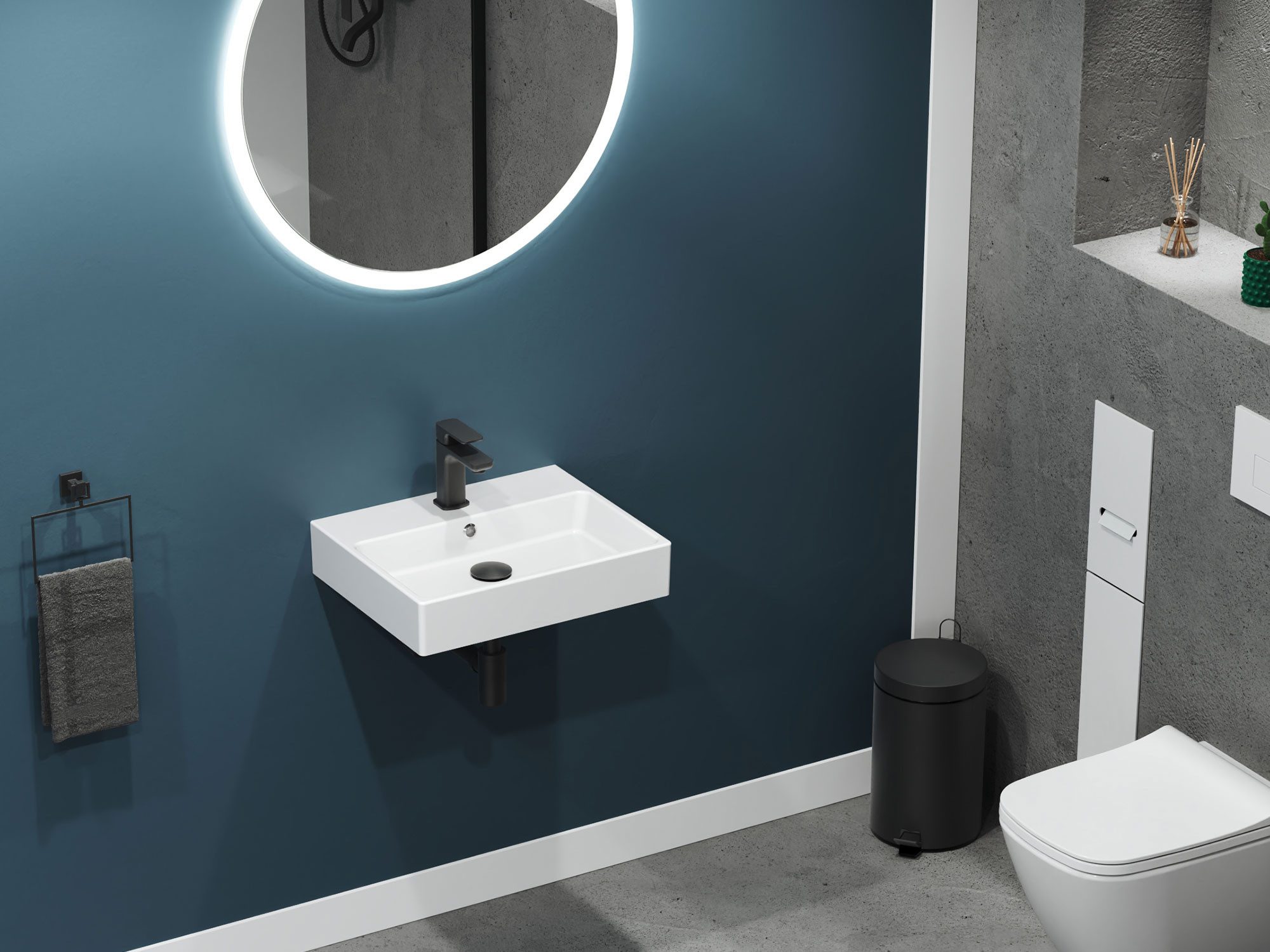 Aqua Bagno Waschbecken Keramik 50cm, Handwaschbecken günstig online kaufen