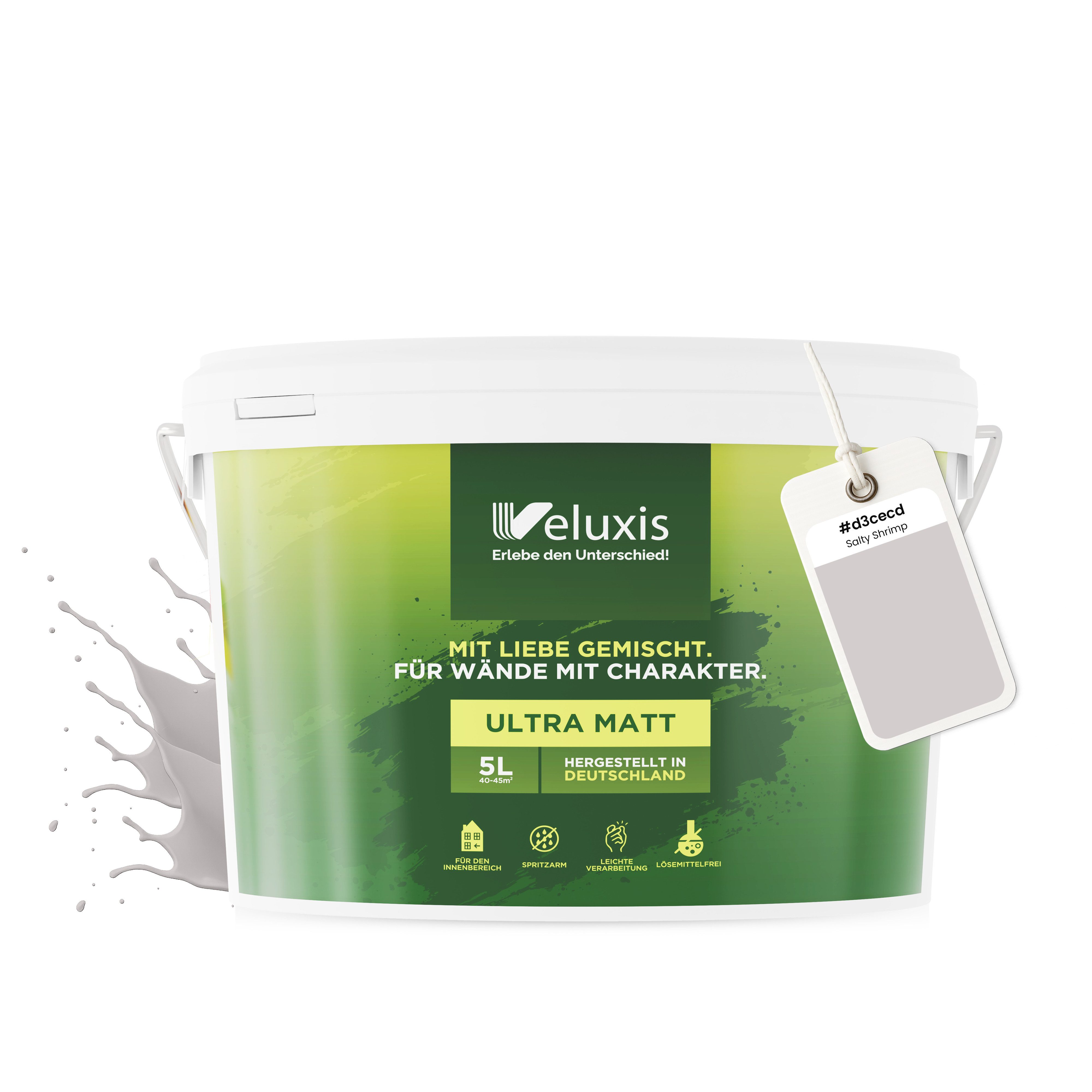 Veluxis Wandfarbe Veluxis® Wandfarbe Universal, Deckkraft-Klasse 1, Streifenfrei, tropfarm & VOC-frei