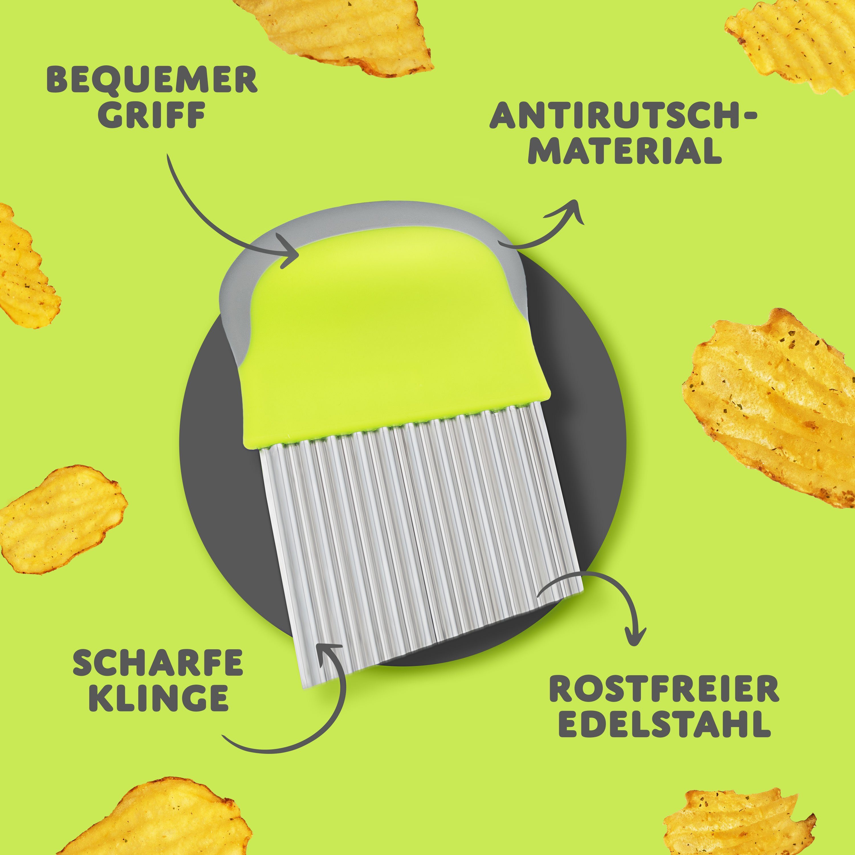 Villkin Messerwelle - Wellenschneider, Gemüsemesser, Riffelmesser (8,8cm) (1-St., geeignet für Gemüse, Obst, Pommes), Spülmaschinen geeignet