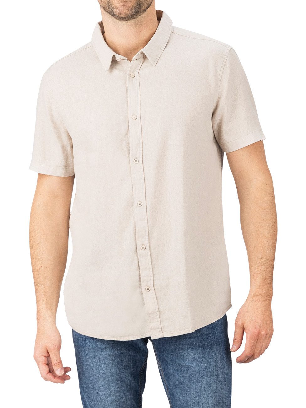 riverso Kurzarmhemd riverso Herren Kurzarm Leinen günstig online kaufen