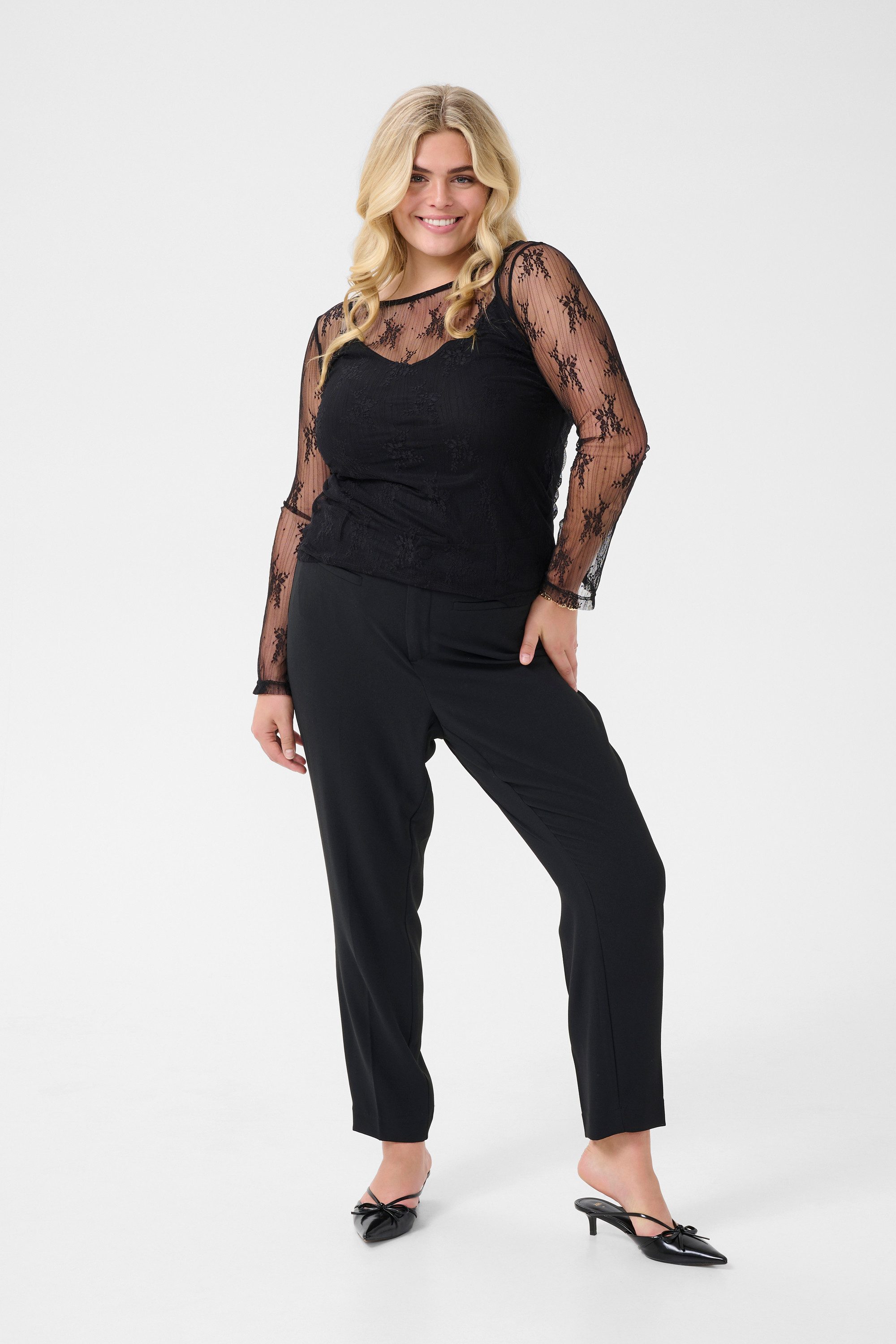 KAFFE Curve Langarmbluse Langarm-Shirt KCpen Große Größen