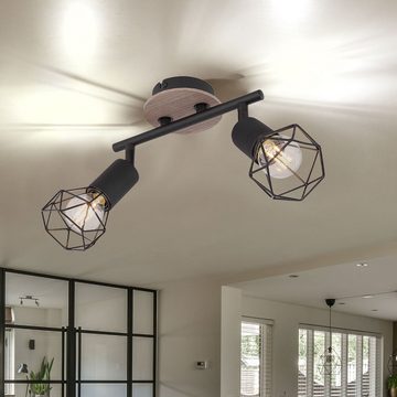 Globo LED Deckenspot, Leuchtmittel nicht inklusive, Deckenlampe Wohnzimmerleuchte Holz Industrial Strahler verstellbar