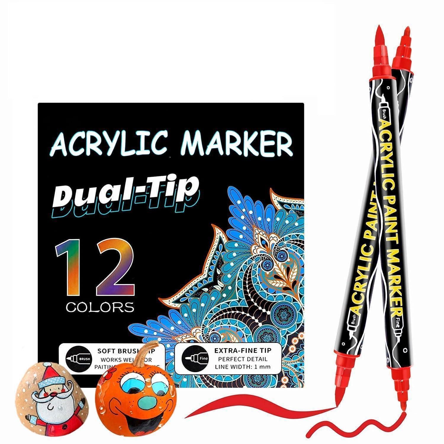 LuxusKollektion Marker Acrylstifte Set Doppelspitzig 12 Farben