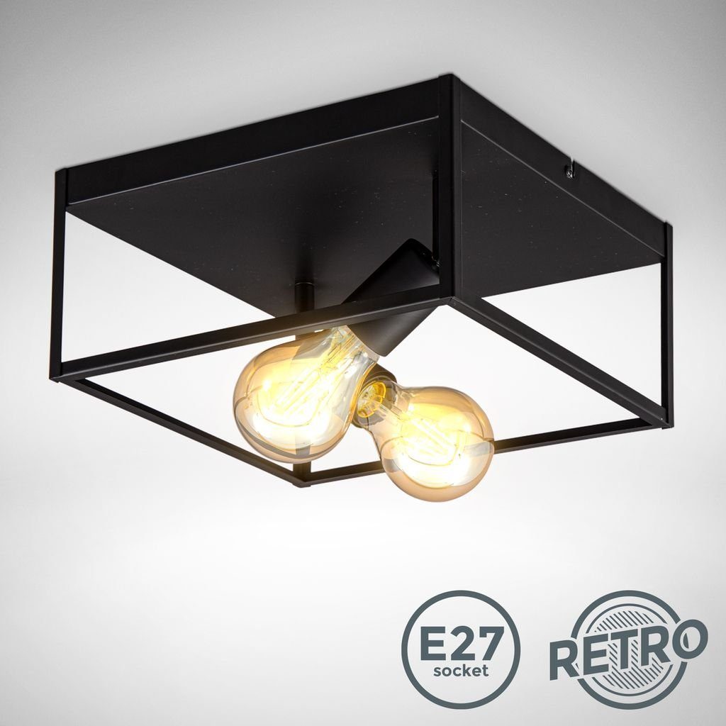 B.K.Licht Deckenleuchte Deckenlampe E27 Retro Schwarz Industrial - BKL1428, günstig online kaufen