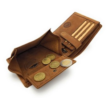 JOCKEY CLUB Geldbörse echt Leder Portemonnaie mit RFID Schutz heulender Wolf, Geldbeutel, Mond