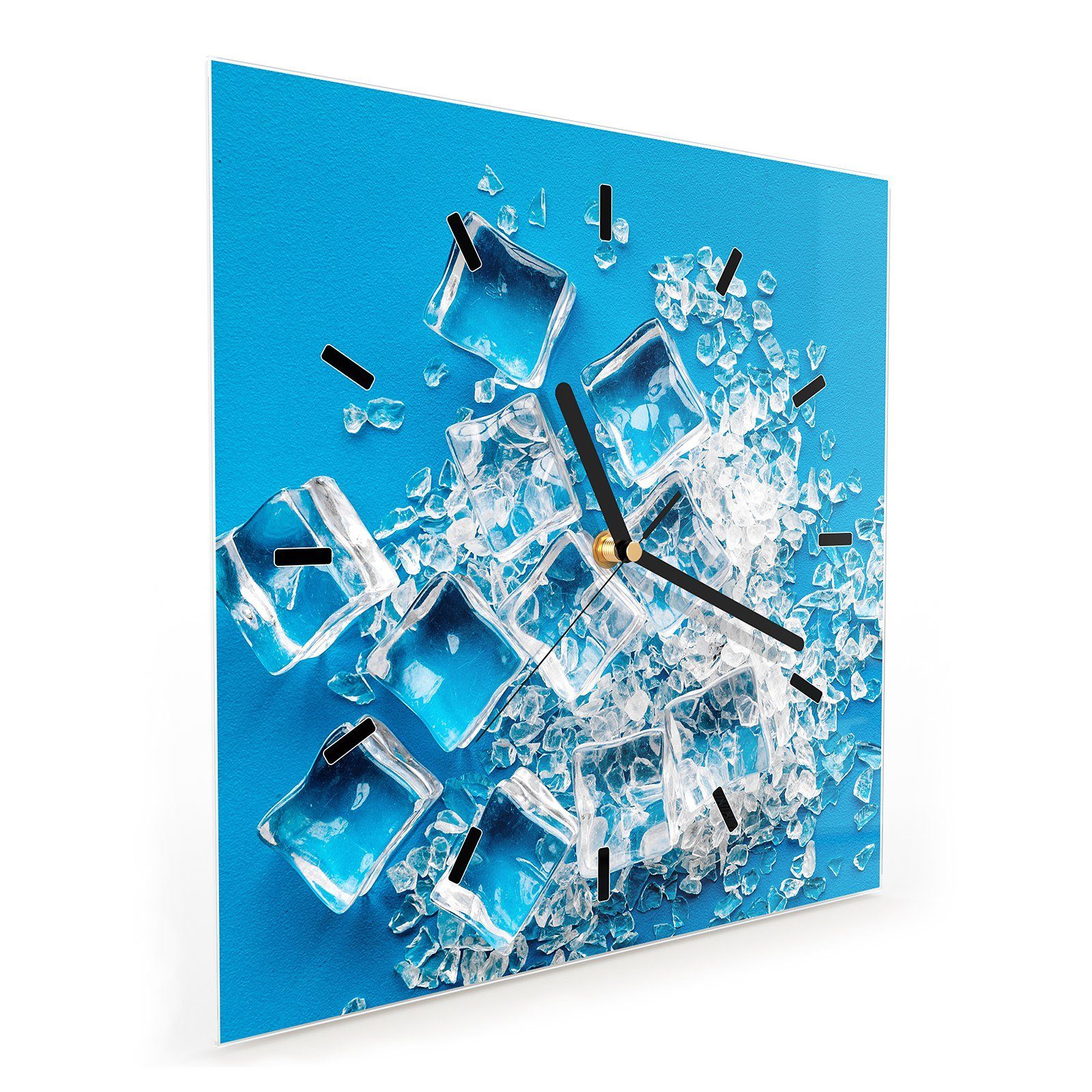 Primedeco Wanduhr Glasuhr Motiv Eiswürfel 30 x mit cm Wanduhr gebrochen Größe 30 Wandkunst