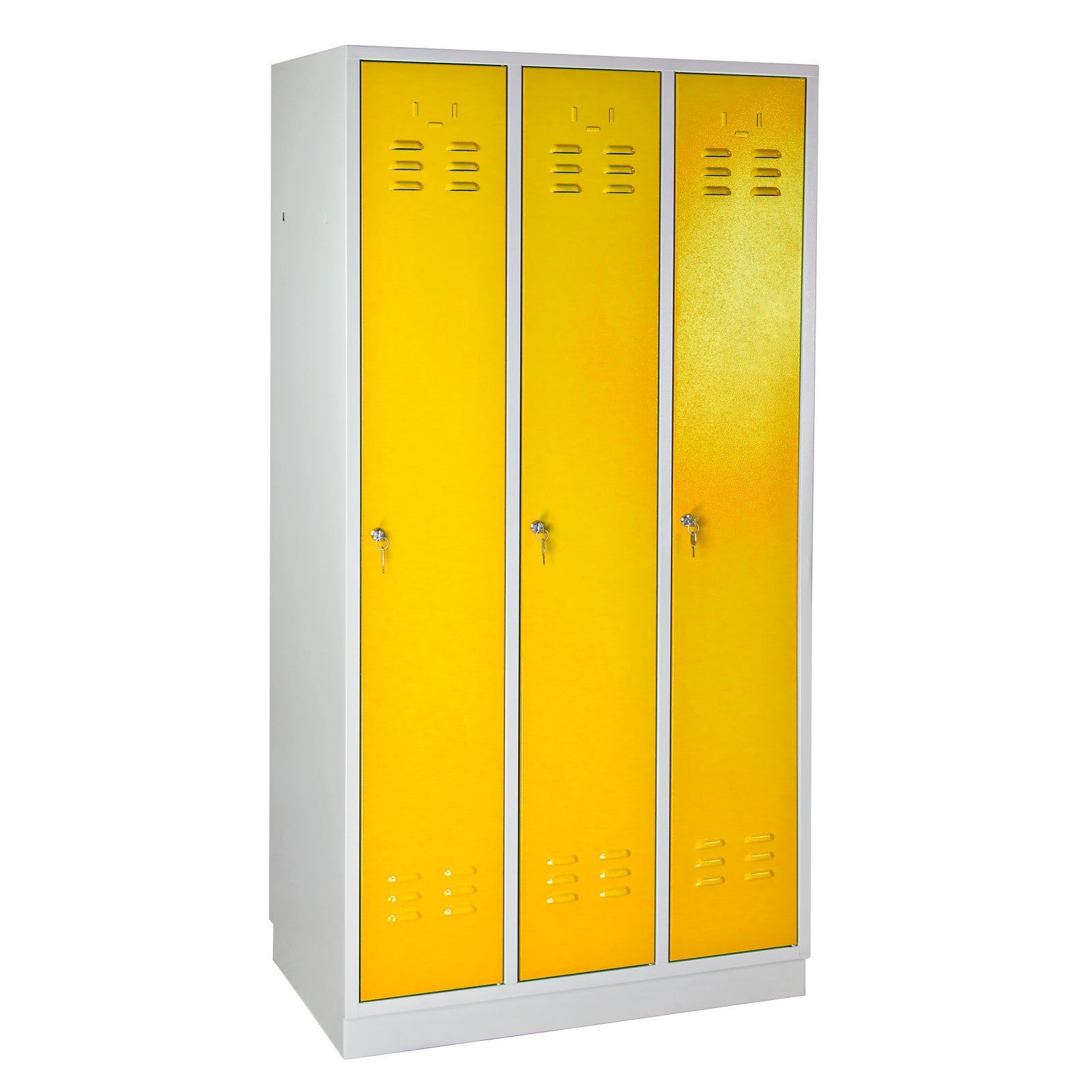 PROREGAL® Garderobenschrank Garderobenschrank Ermine mit 3 Türen, HxBxT 178x89x50cm, Grau/Gelb Rapsgelb