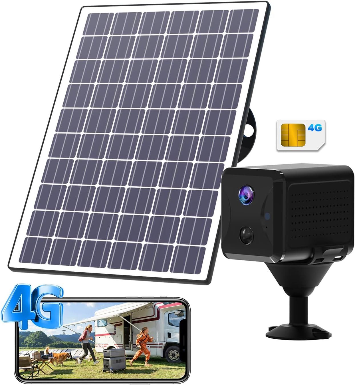 SpionProfi Überwachungskamera 4G LTE Mini Kamera mit Solarpanel Video Überwachung 160° Sicherheit (Außenbereich, 1-tlg., 4G LTE Solar Mini Kamera Cam mit Nachtsicht & Bewegungsmelder)