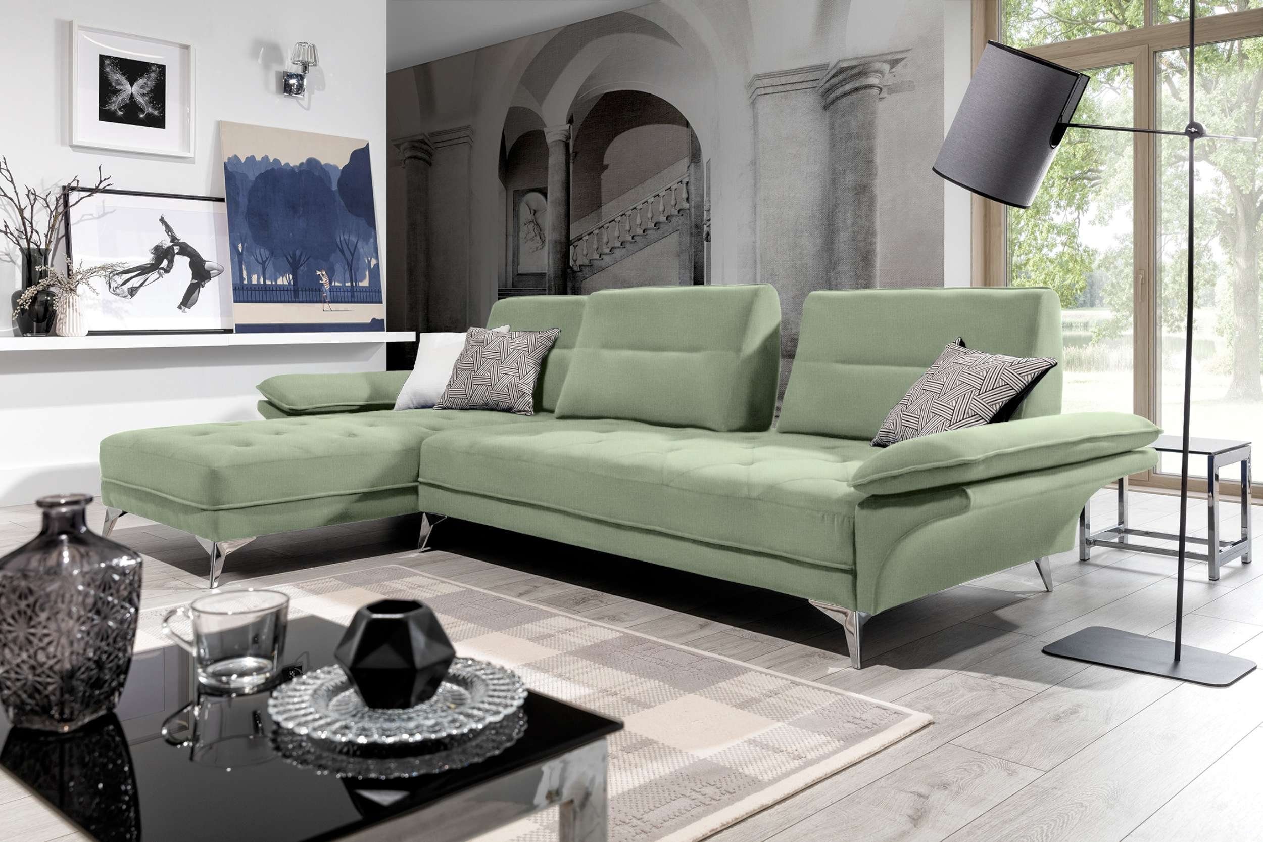 Stylefy Ecksofa Vila, L-Form, Eckcouch, mane links oder rechts bestellbar, frei im Raum stellbar, Rückenlehneverstellung, Schaumstoffpolsterung, Modern Design | Ecksofas