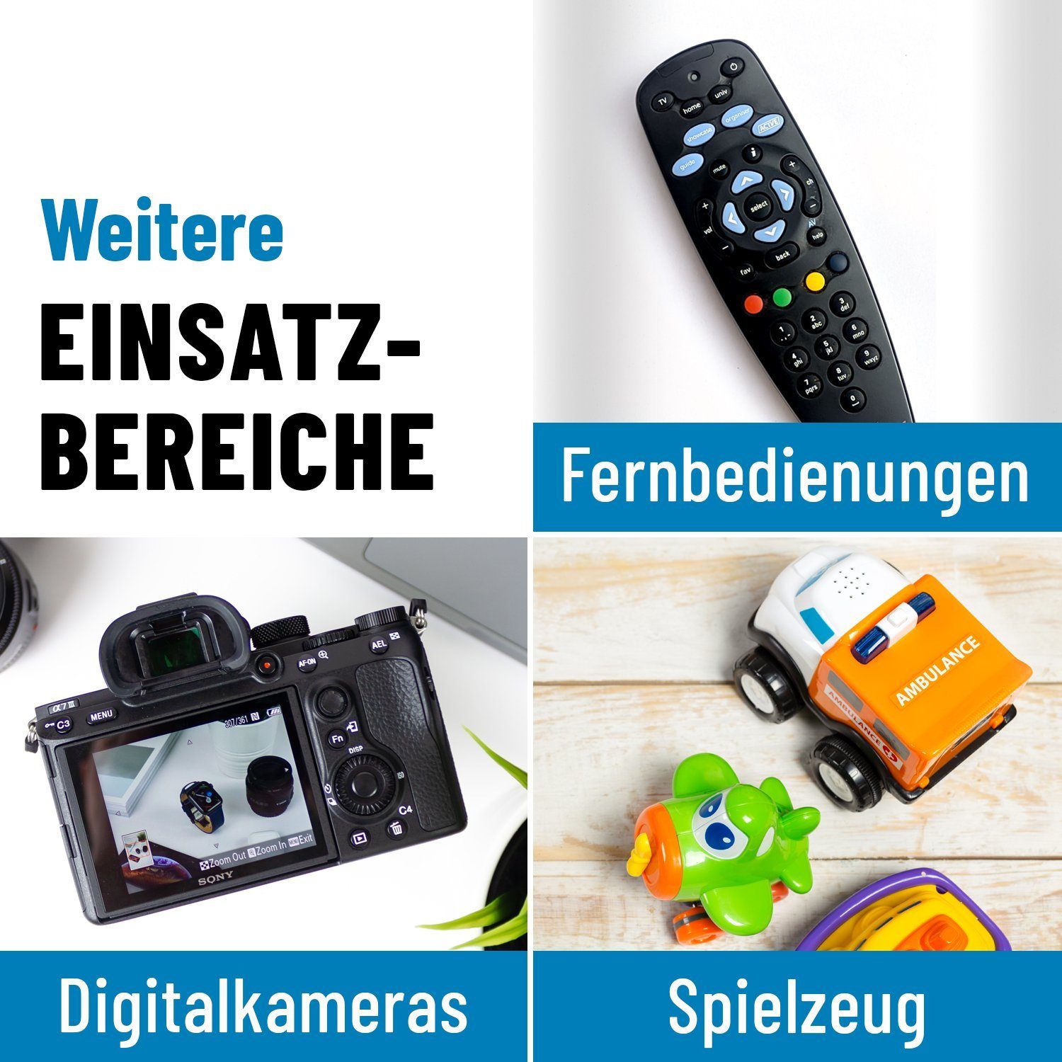 ABSINA 4x 27A 12V Batterie für Garagentoröffner, 27A 12V Alkaline mini Batterie, (1 St)