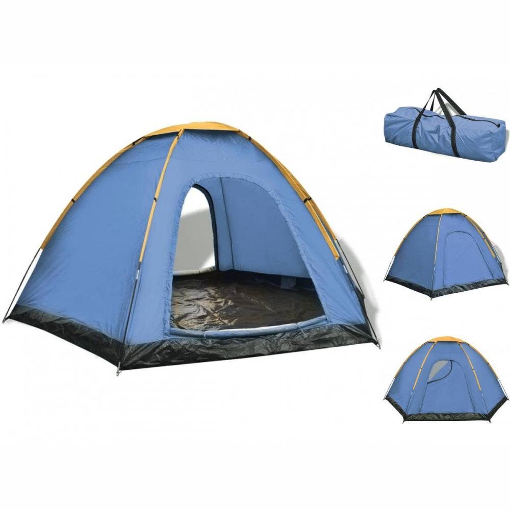 vidaXL Blau und Gelb Campingzelt Familienzelt Wurfzelt Kuppelzelt 6-Personen-Zelt