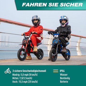 EVERCROSS TECH Elektro-Kindermotorrad 12-Zoll für Kinder von 3–12 Jahren, 300 W, 8/12/25 km/h,3 Stufen, 300W E-Motorräder für Kinder, 36V 4.0Ah, Max range 15KM