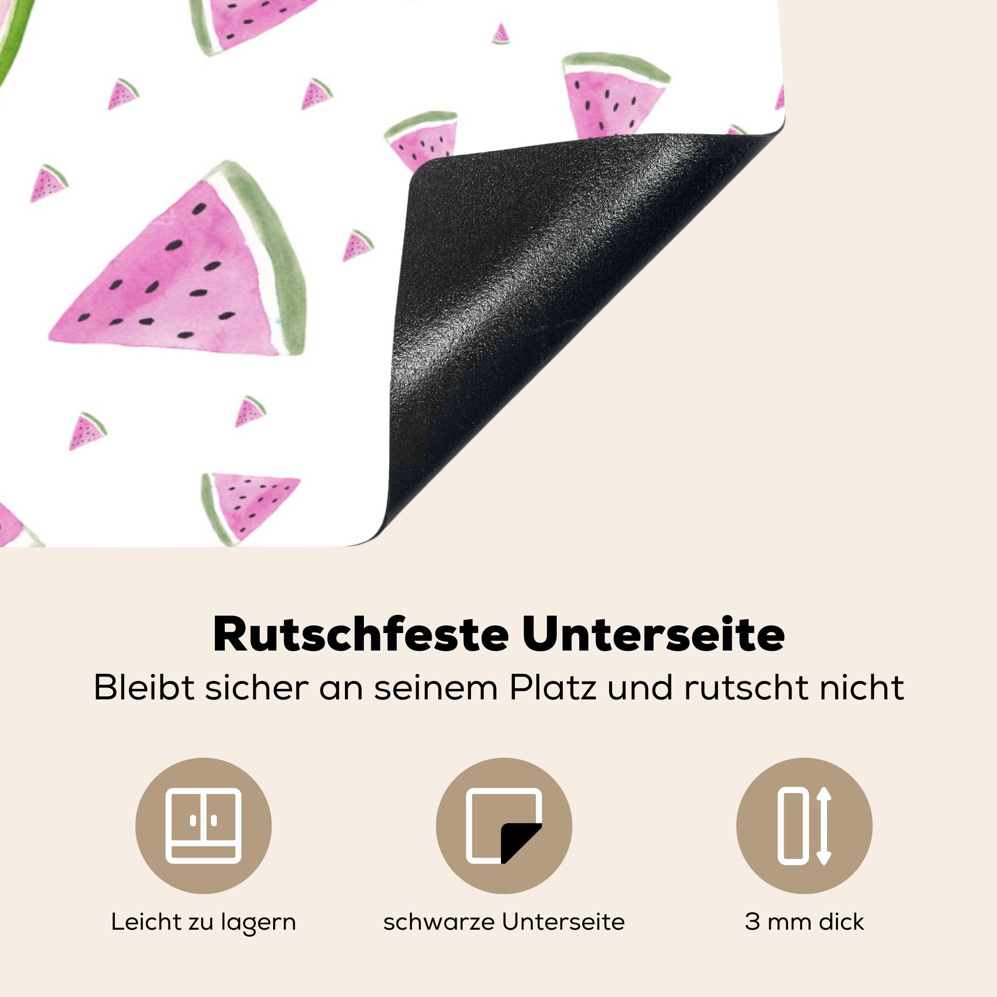 Pastell, Wassermelone die Induktionskochfeld Herdblende-/Abdeckplatte für 81x52 cm, MuchoWow küche, Muster tlg), (1 Vinyl, Ceranfeldabdeckung - - Schutz