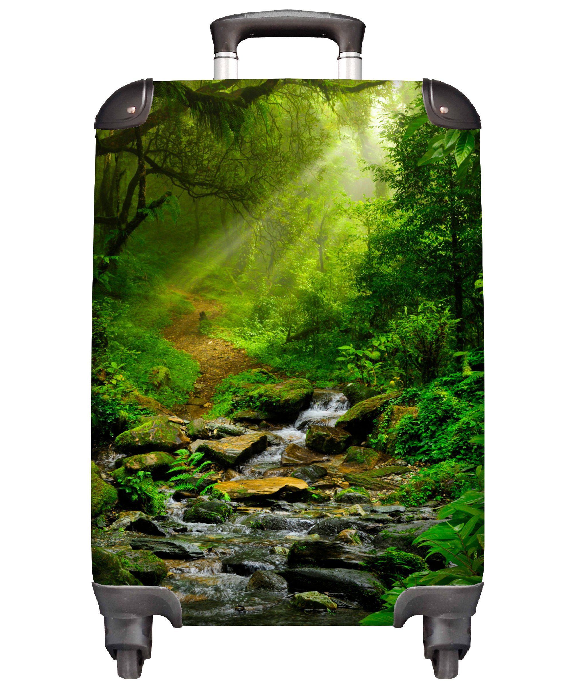 Sonne Wasser Reisekoffer Dschungel Reisetasche - 4 Handgepäck MuchoWow - - Laub - rollen, mit für Rollen, Natur, Ferien, Handgepäckkoffer Trolley,