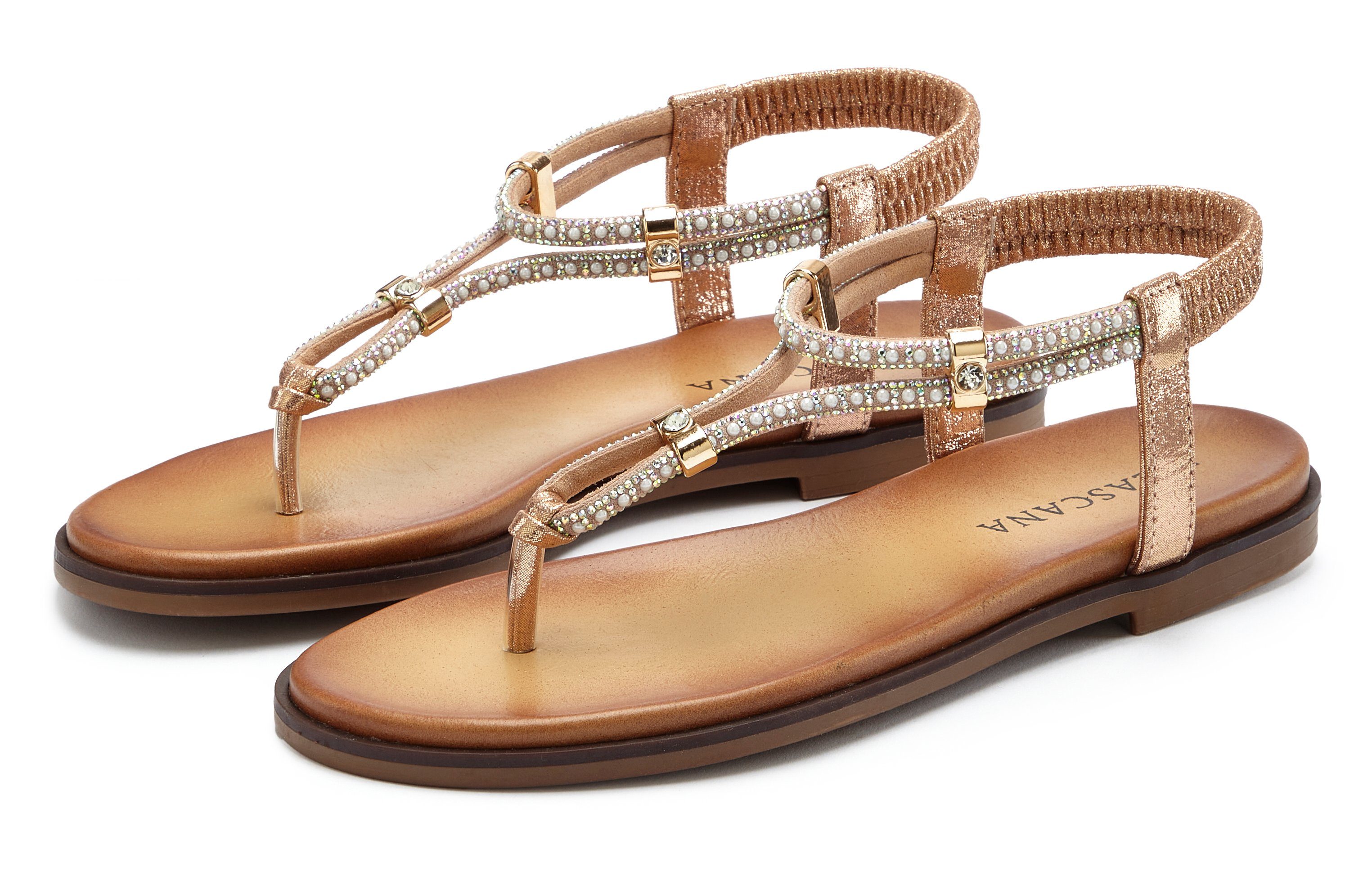 LASCANA Zehentrenner mit Schmucksteinchen, Sandale VEGAN günstig online kaufen