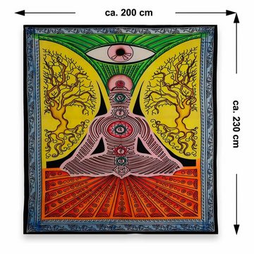 Wandteppich XL Tagesdecke Wandbehang Deko Chakra Yoga UV Aktiv ca. 200 x 230 cm, KUNST UND MAGIE
