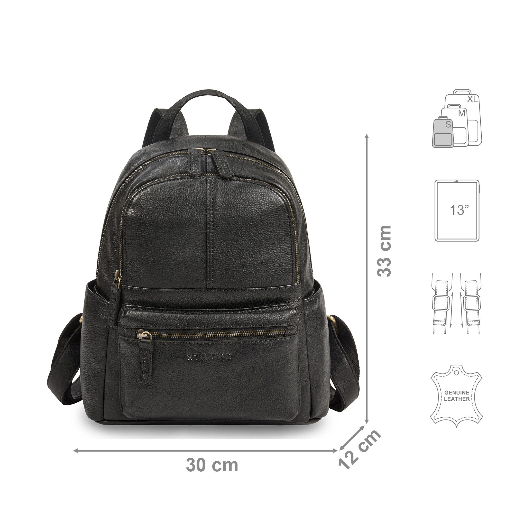 STILORD Cityrucksack "Berry" City Rucksack Damen Leder Klein 13 Zoll