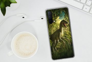 MuchoWow Handyhülle Dinosaurier - Pflanzen - Grün - Illustration - Kinder - Jungen, Phone Case, Handyhülle OnePlus Nord CE 5G, Silikon, Schutzhülle