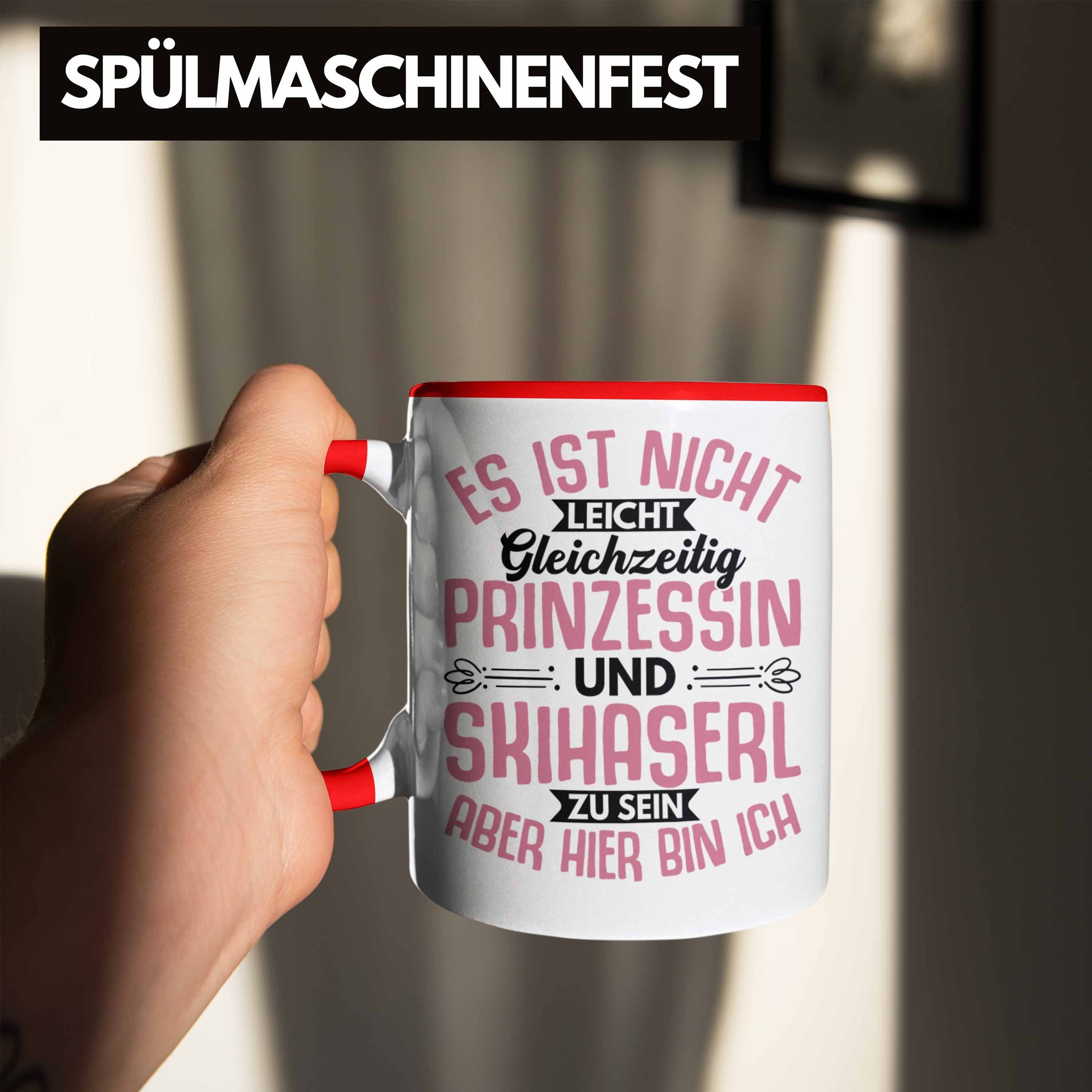 Trendation Skihase Damen Geschenkidee Rot Geschenkidee Spruch Frauen Apreski Trendation Tasse - Tasse Geschenk Ski Skihaserl