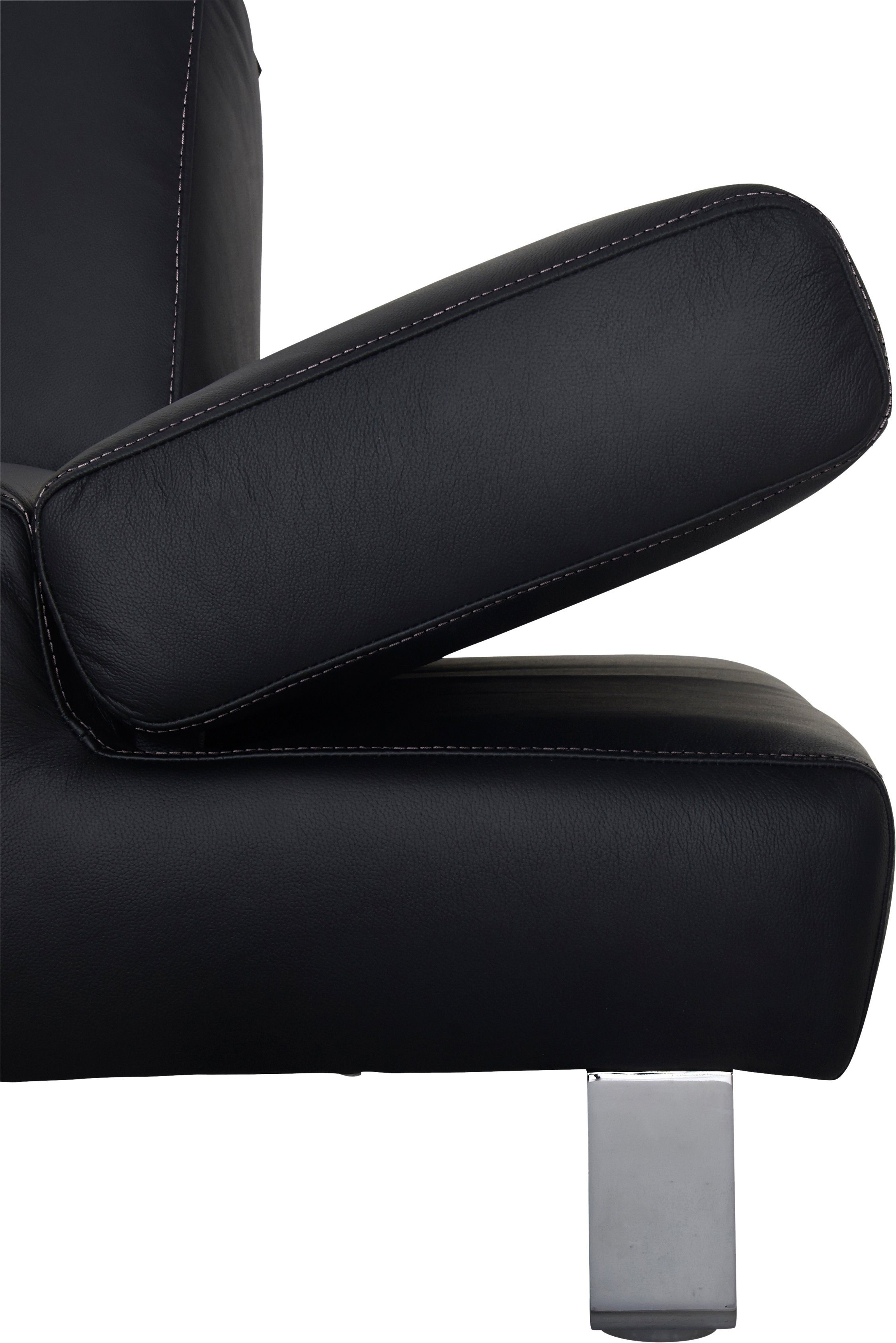 2-Sitzer mit Armlehnenverstellung, inklusive Übertiefe, W.SCHILLIG mit Z59 taboo, Kontrastnaht braun