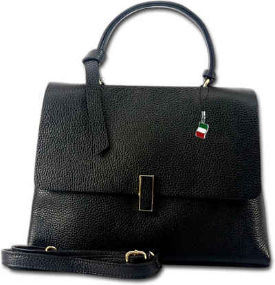 FLORENCE Umhängetasche Florence Umhängetasche Damen Handtasche (Umhängetasche, Umhängetasche), Damen Tasche Echtleder schwarz, Made-In Italy