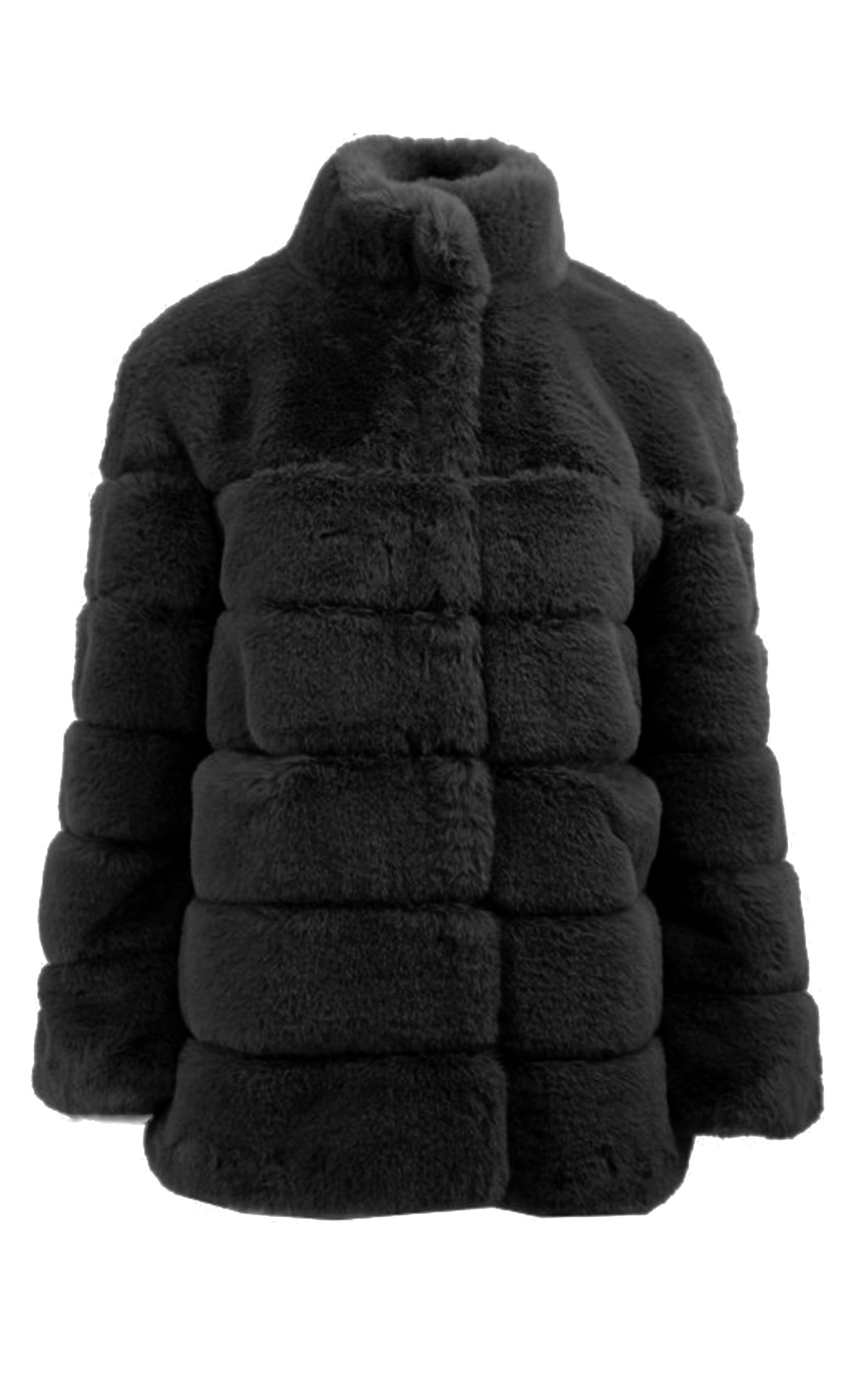 Passioni Fellimitatjacke Webpelz Steppjacke mit hohem Kragen – Bild 3 von 3