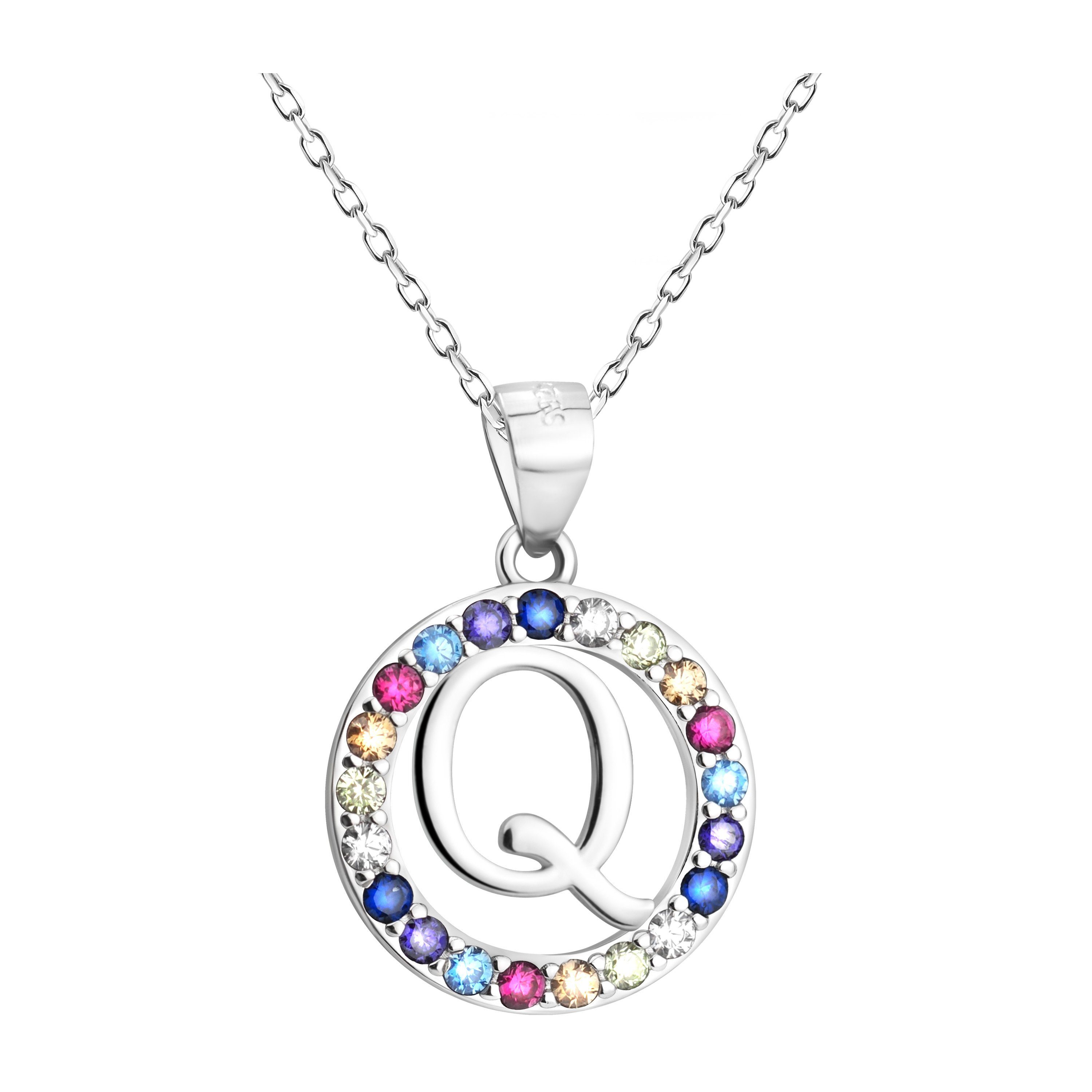 Sofia Milani Kette mit Anhänger Buchstabe Q, 925 Silber Damen Schmuck - N0530