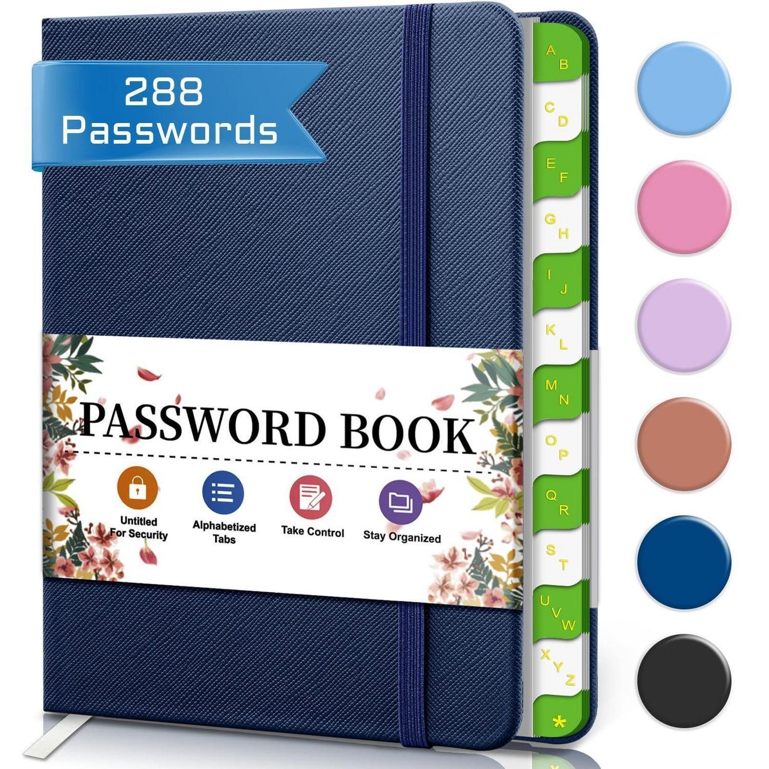 LuxusKollektion Notizbuch Passwortbuch Alphabetisch mit Registerkarten Tiefblau