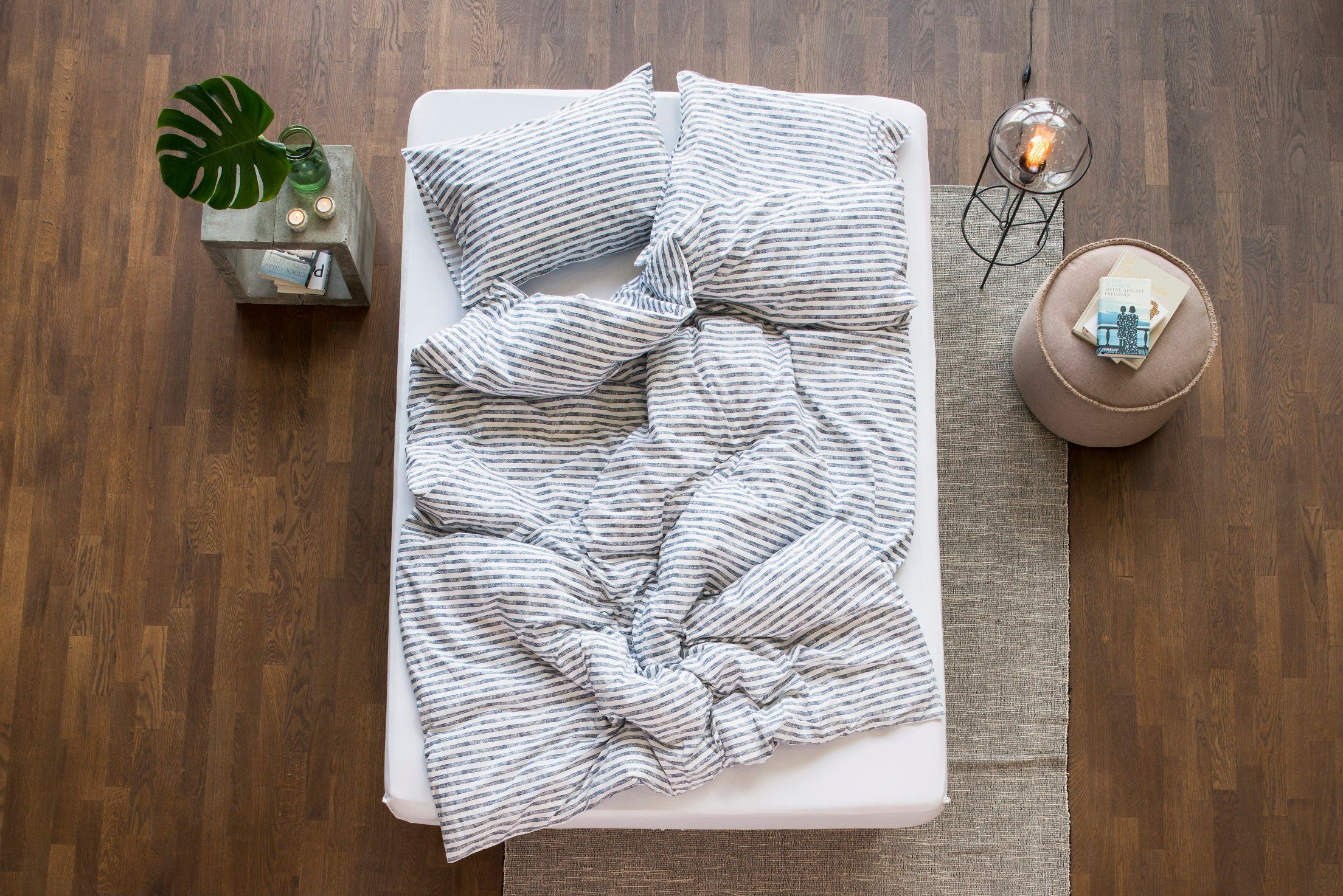 Bettwäsche Johanna Streifen, lavie, Bettdeckenbezug aus 100% Bio Baumwollperkal mit Stonewash-Finishing